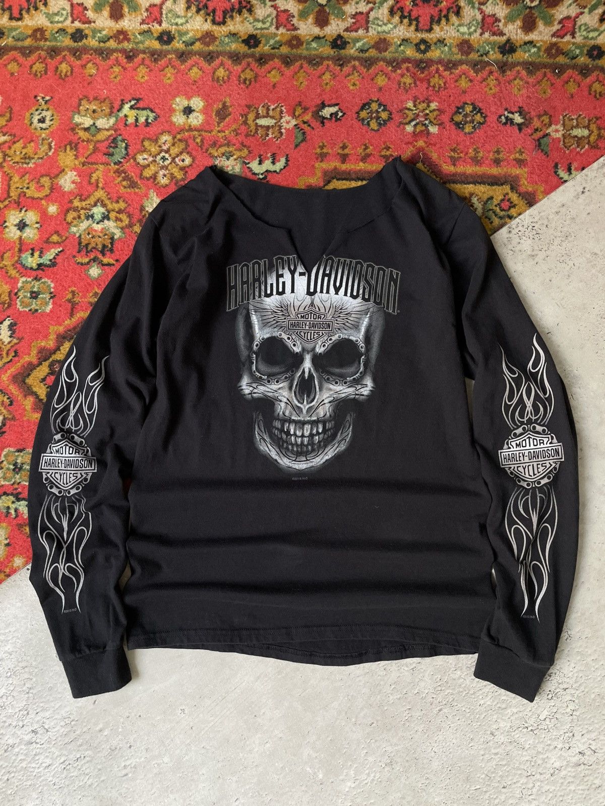 Harley Davidson Harley davidson skull flames longsleeve size Large