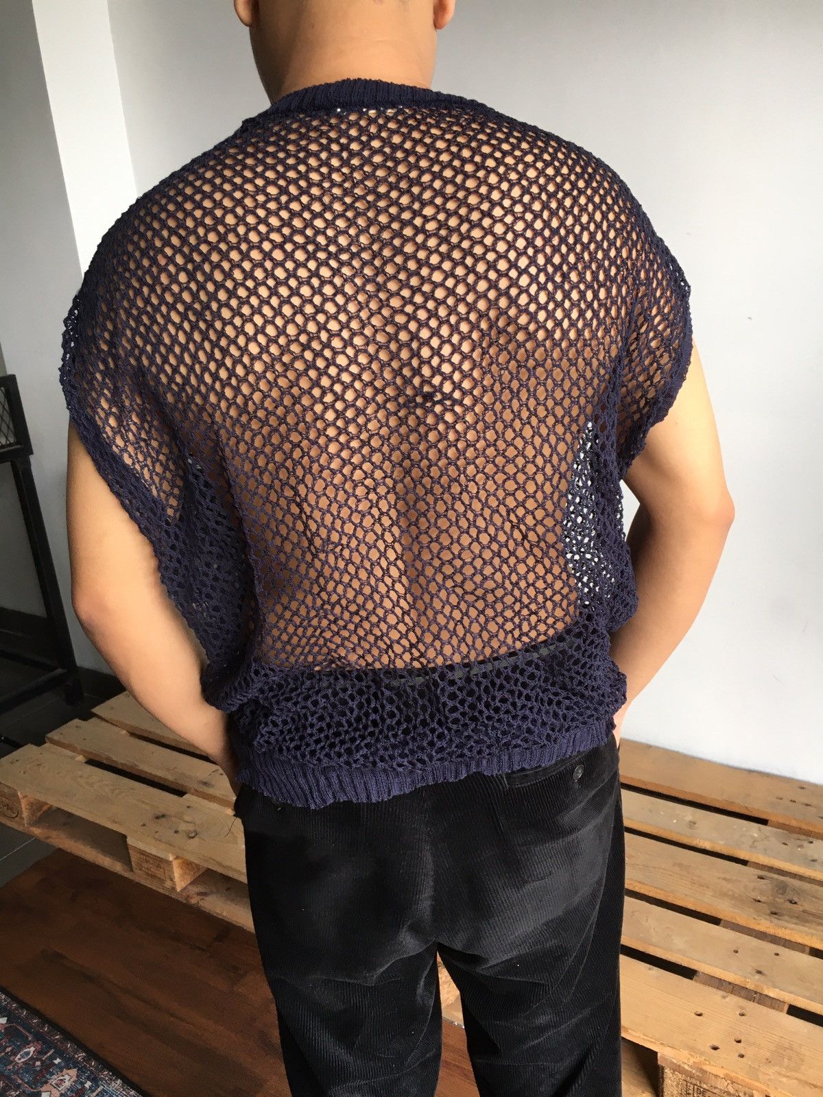 20471120 × If Six Was Nine Y2K skull navy fishnet sleeveless Size M / US 6-8 / IT 42-44 - 5 Thumbnail