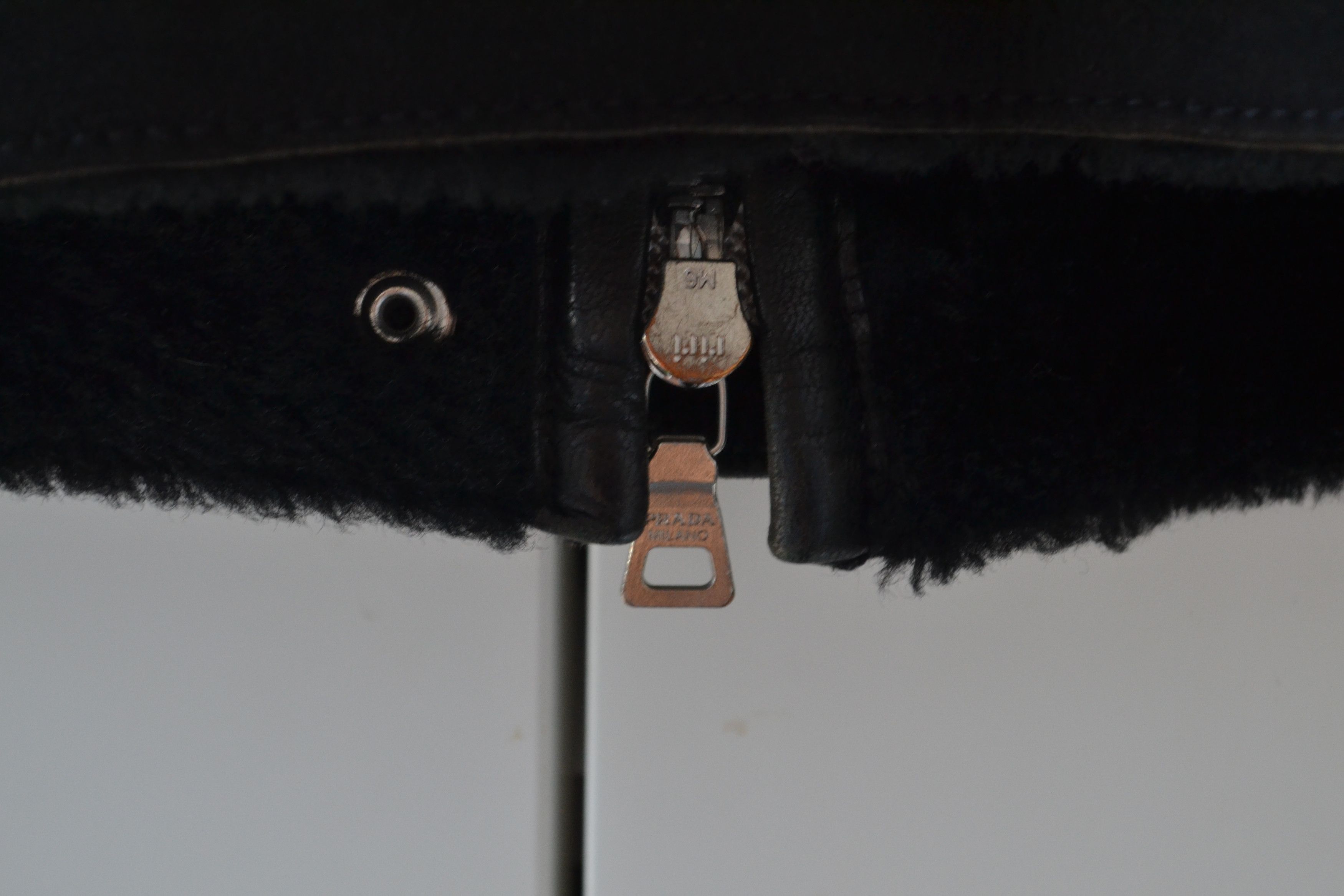 Prada PRADA Leather Jacket Black Zip Sheep Fur Shearling Bomber Size M / US 6-8 / IT 42-44 - 7 Thumbnail