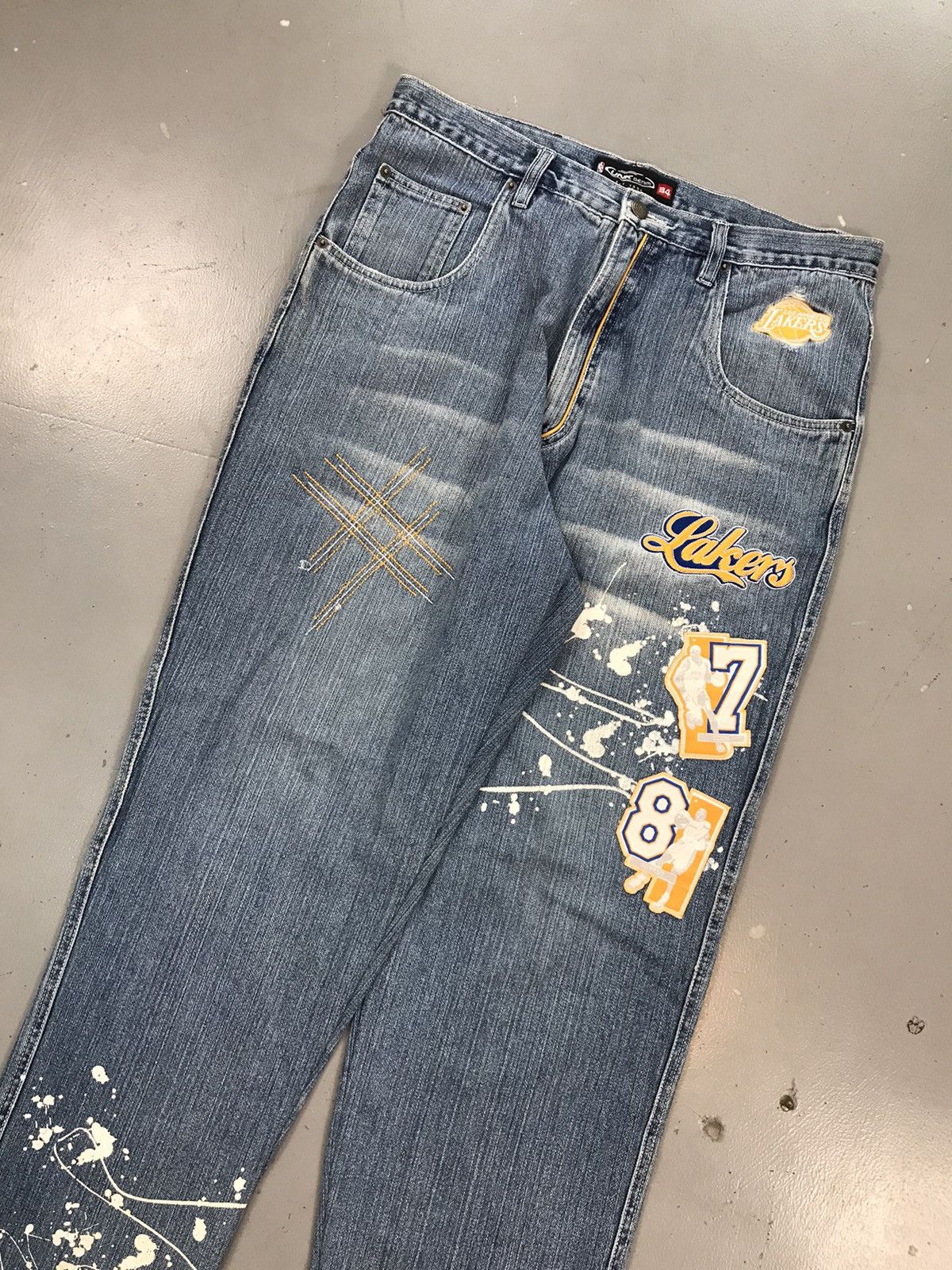 JNCO × Vintage Vintage link SpellOut thread & sticker embroidered denim Size US 34 / EU 50 - 4 Thumbnail