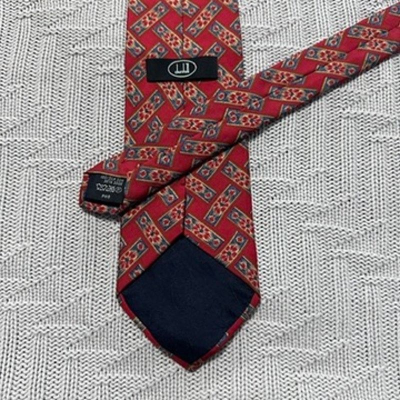 Alfred Dunhill Dunhill red basketweave patterned silk tie Size ONE SIZE - 3 Thumbnail