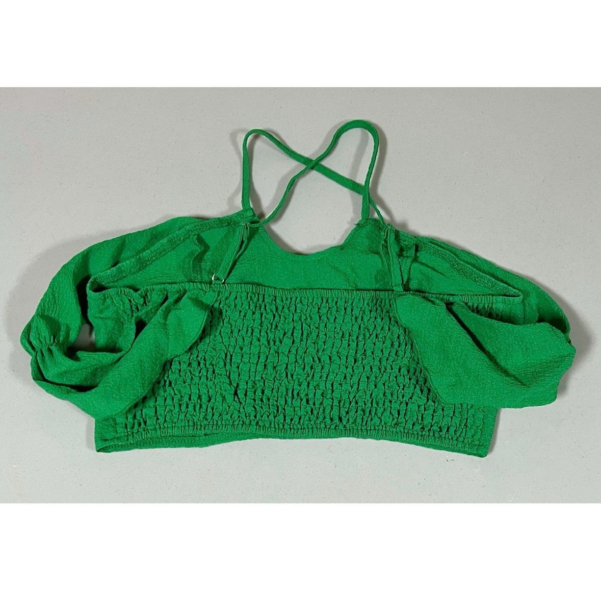 Vintage Green Solid Crop Top Shirt Blouse Size S 💚 #casual #blouse Size S / US 4 / IT 40 - 3 Thumbnail
