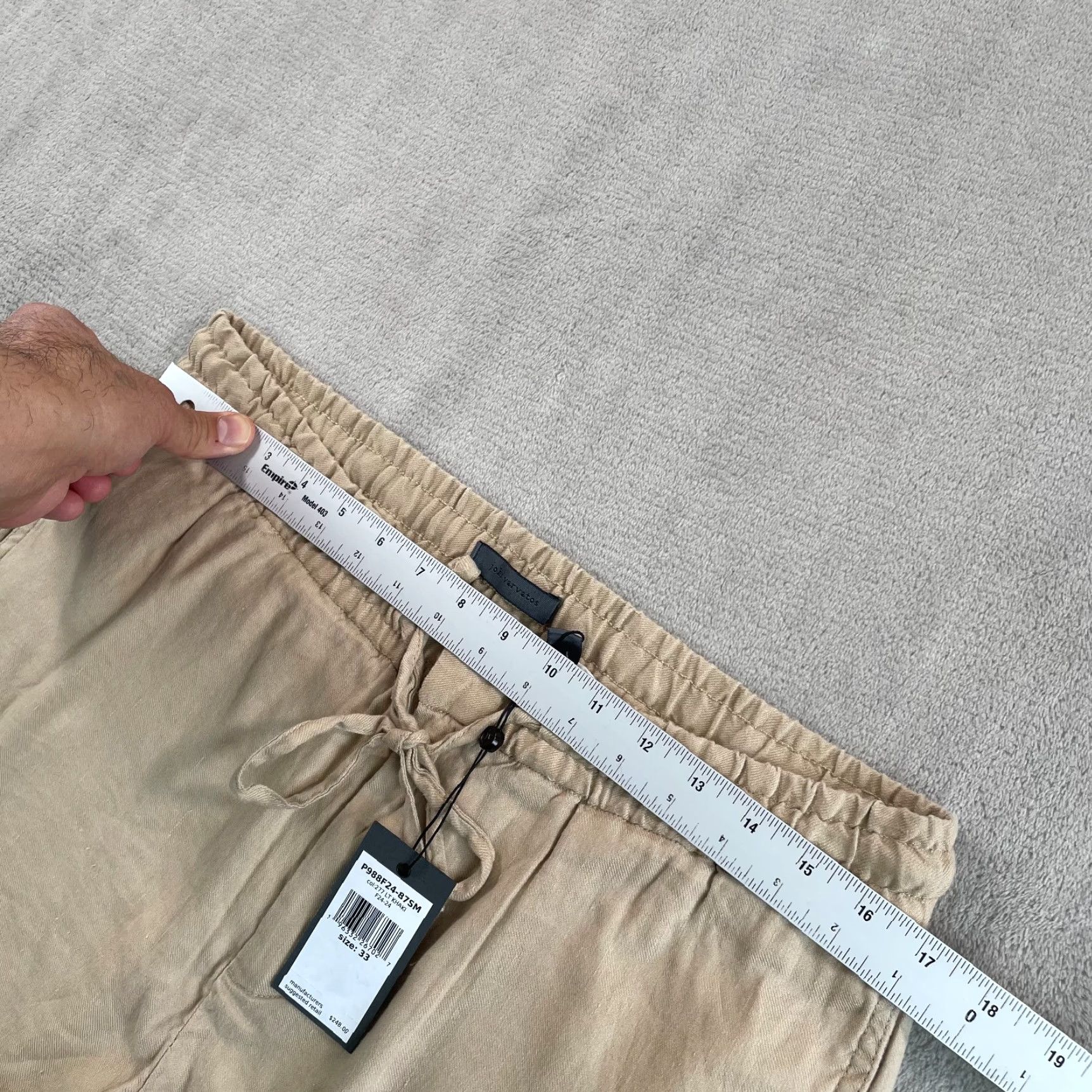 John Varvatos John Varvatos Campos Pants Men 33x32 Khaki Linen Blend Relaxed Fit NWT Beige Solid 90s USA Mens Size US 33 - 7 Thumbnail