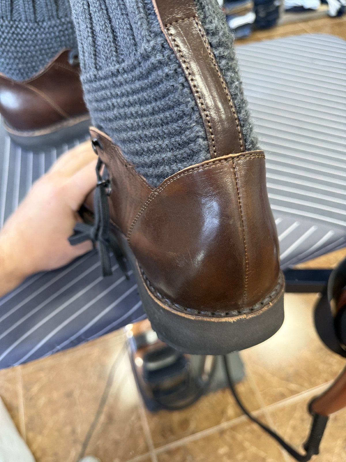 Desigual 🇮🇹 Luis Trenker Hand Made in Italy Leather Knit Hiking Boots Size US 12 / EU 45 - 14 Thumbnail