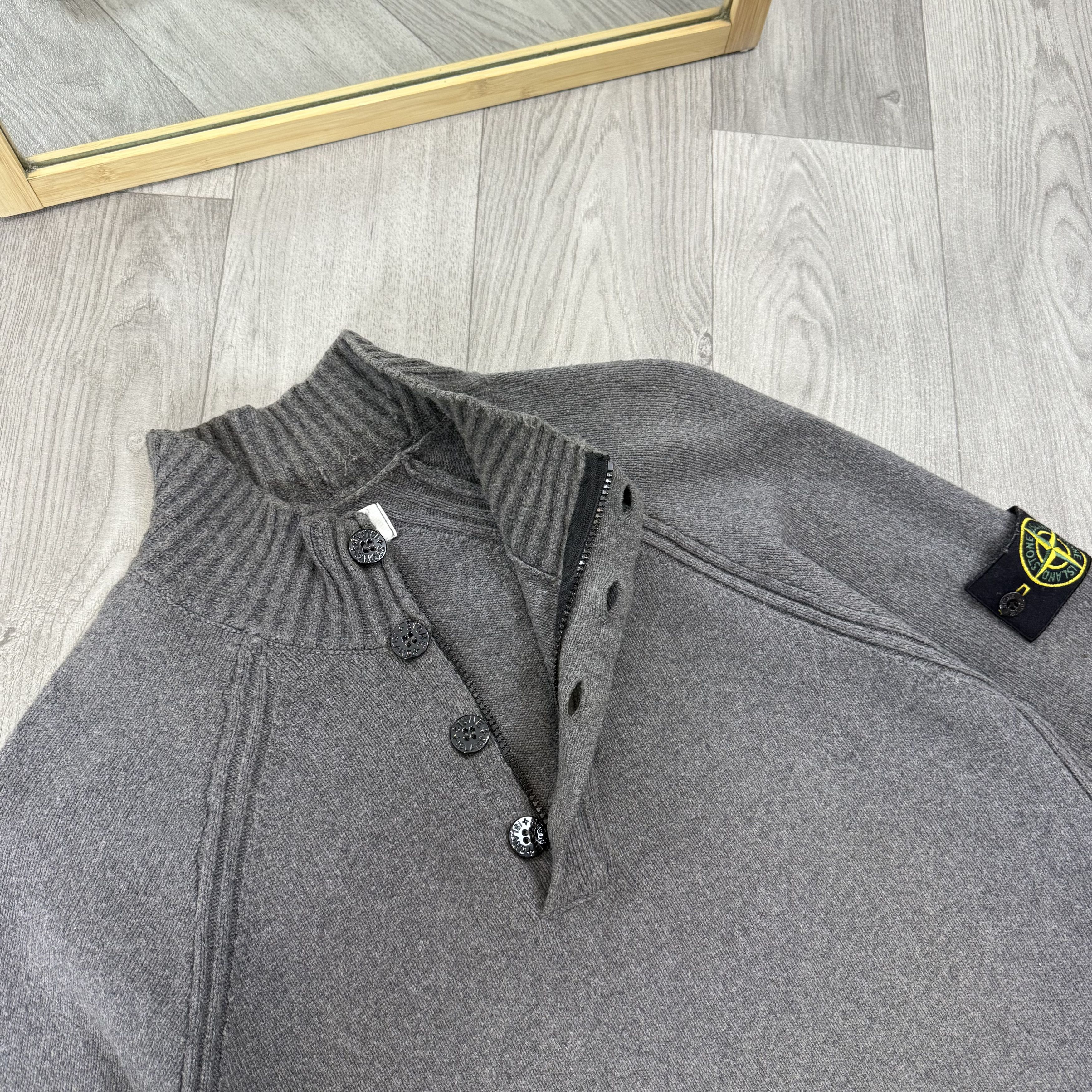 Stone Island Stone Island Wool Half Zip Button Grey Knit Sweater Size US XL / EU 56 / 4 - 8 Thumbnail