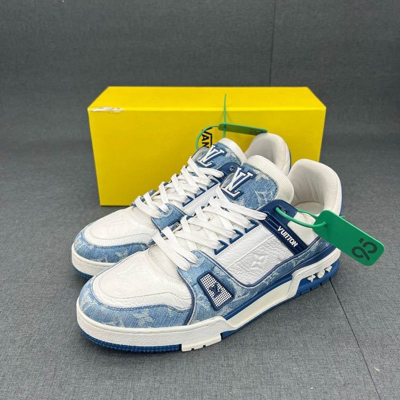 Louis Vuitton Louis Vuitton Denim and Leather Low-Top Trainers Size US 6 / IT 36 - 1 Thumbnail