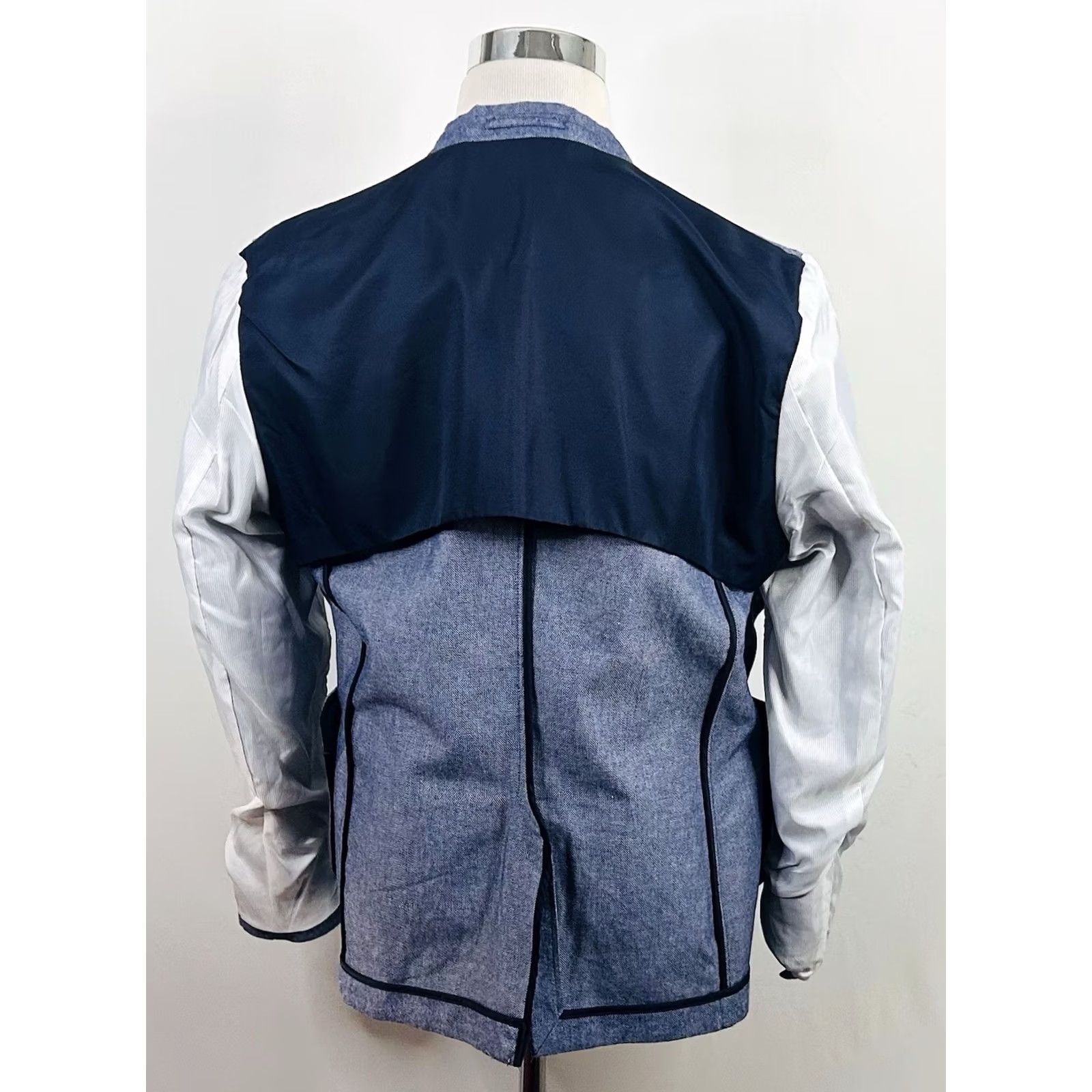 H&M H&M 44R Slim Fit Chambray Sport Coat Elbow Patches Blue Cotton Two Button Vented Jacket/Coat Size US XS / EU 42 / 0 - 8 Thumbnail