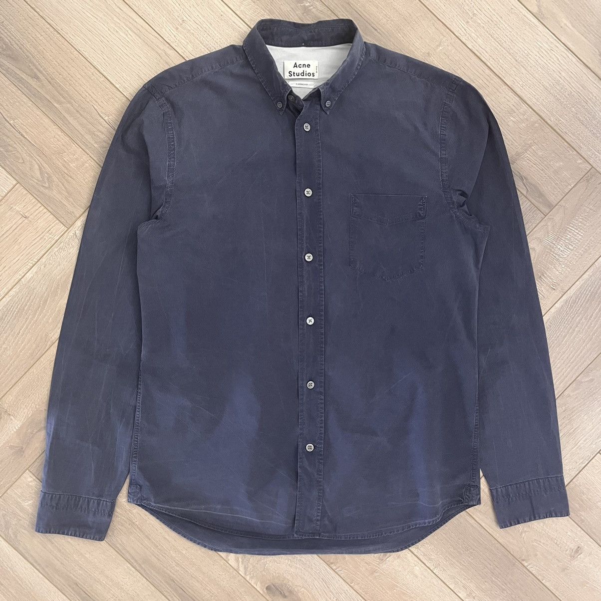 Acne Studios Acne Studios Navy Isherwood Pop Cotton Shirt Size US M / EU 48-50 / 2 - 1 Thumbnail