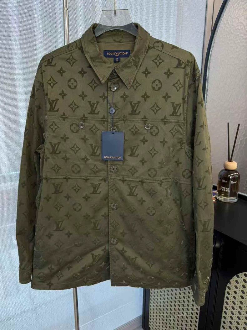 Louis Vuitton Army green flocked presbyopic logo jacket