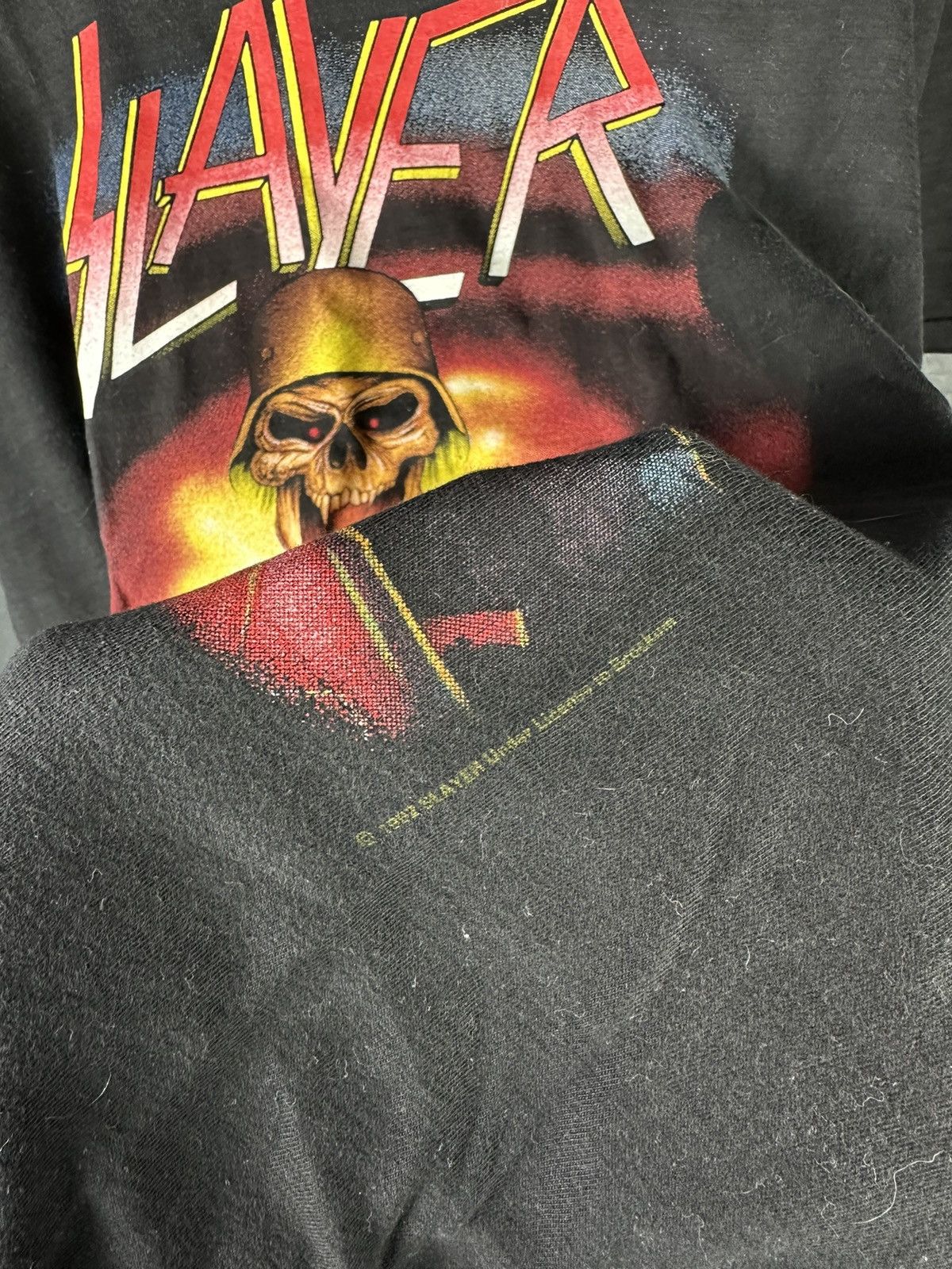 Vintage Vintage 90s Slayer Brockum Tour T-shirt 1992 Concert Rare Size US XL / EU 56 / 4 - 7 Thumbnail