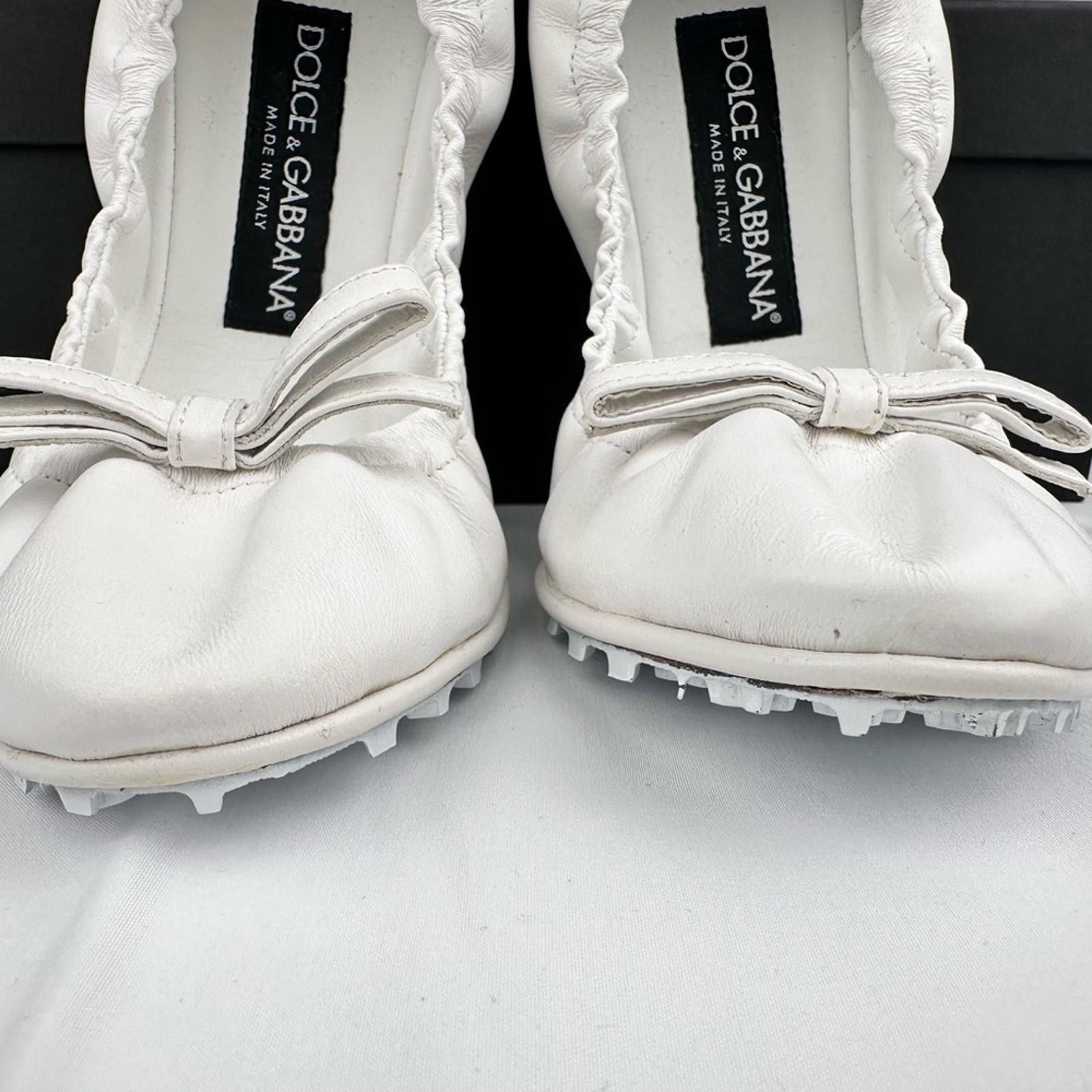 Dolce & Gabbana Dolce & Gabbana White Flats with Bow Detail - New - EU 39 Size US 9 / IT 39 - 3 Thumbnail