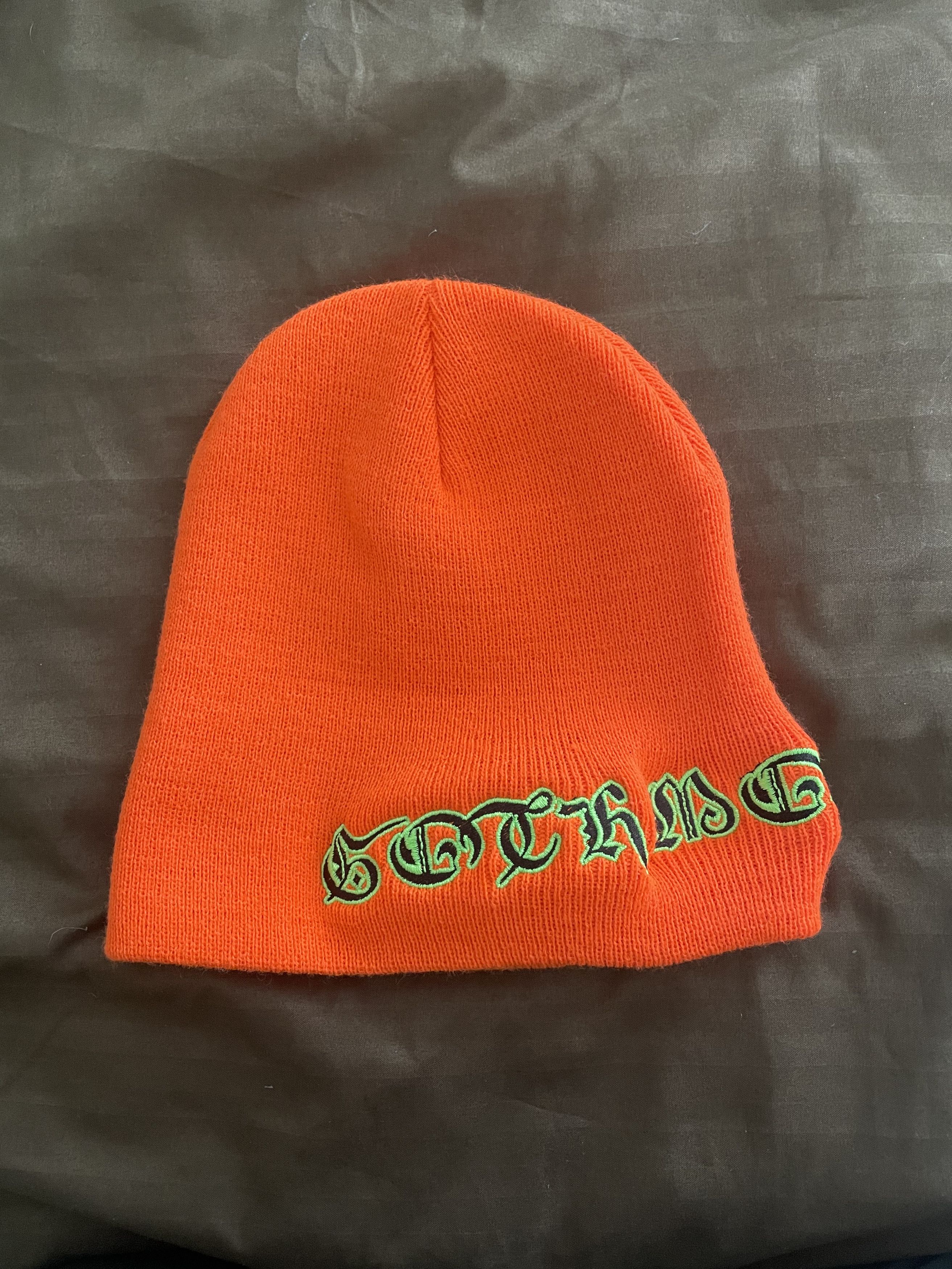 image of Goth&money Goth Money Script Skully in Neon Orange, Men's