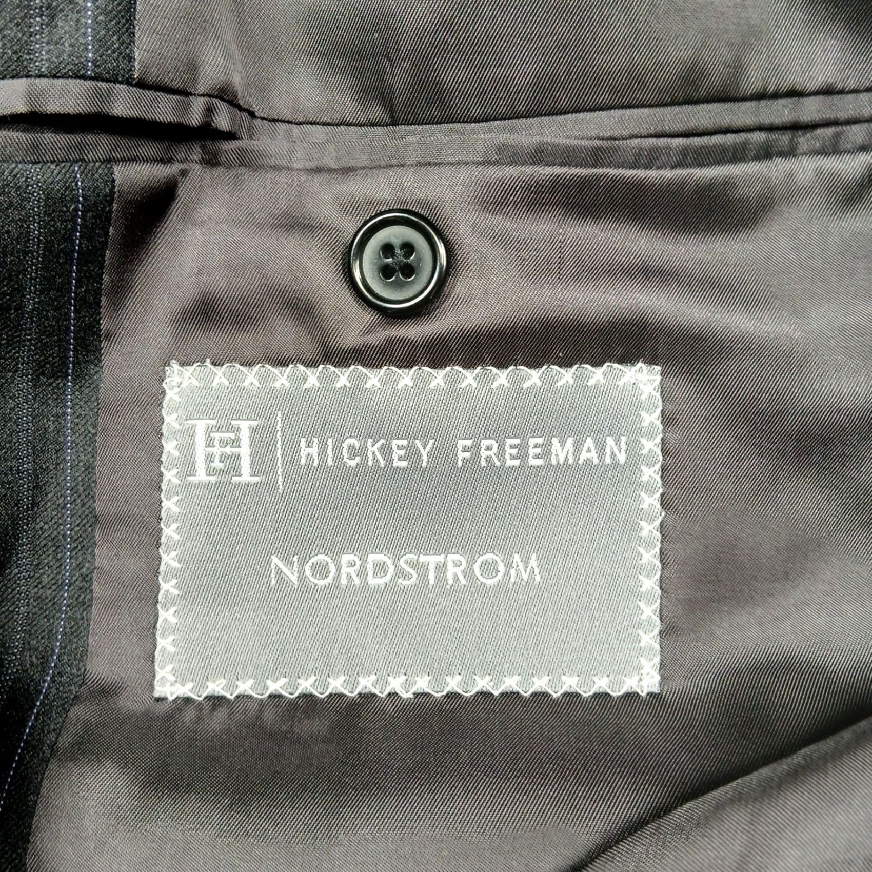 Nordstrom VINTAGE? No. Hickey Freeman x Nordstrom Pinstripe Suit Mens 40R 34x29 Charcoal Wool USA EUC Size 40R - 6 Thumbnail