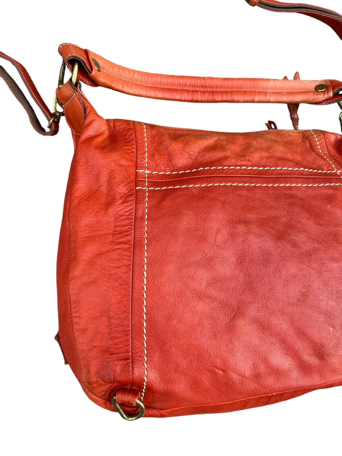 Leather Kissora Japan Sun Faded Patina Leather 2 Way Sling Bag Size ONE SIZE - 11 Thumbnail