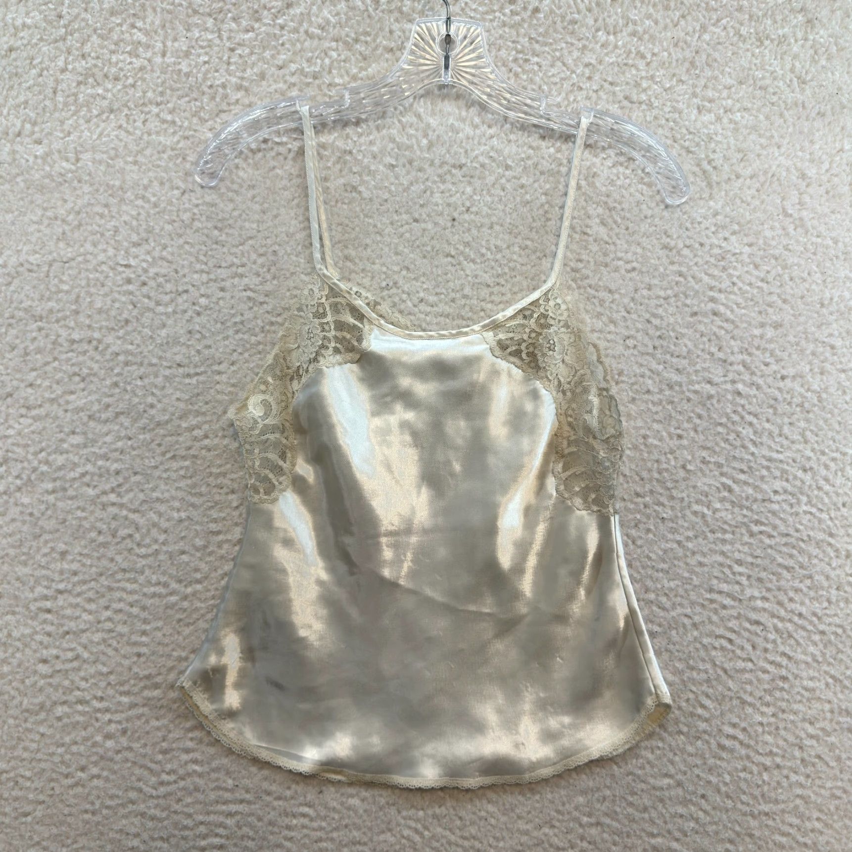 Victoria's Secret VINTAGE Victoria's Secret Camisole Top M Ivory Satin Gold Label 80s Slip Women Size M / US 6-8 / IT 42-44 - 2 Thumbnail