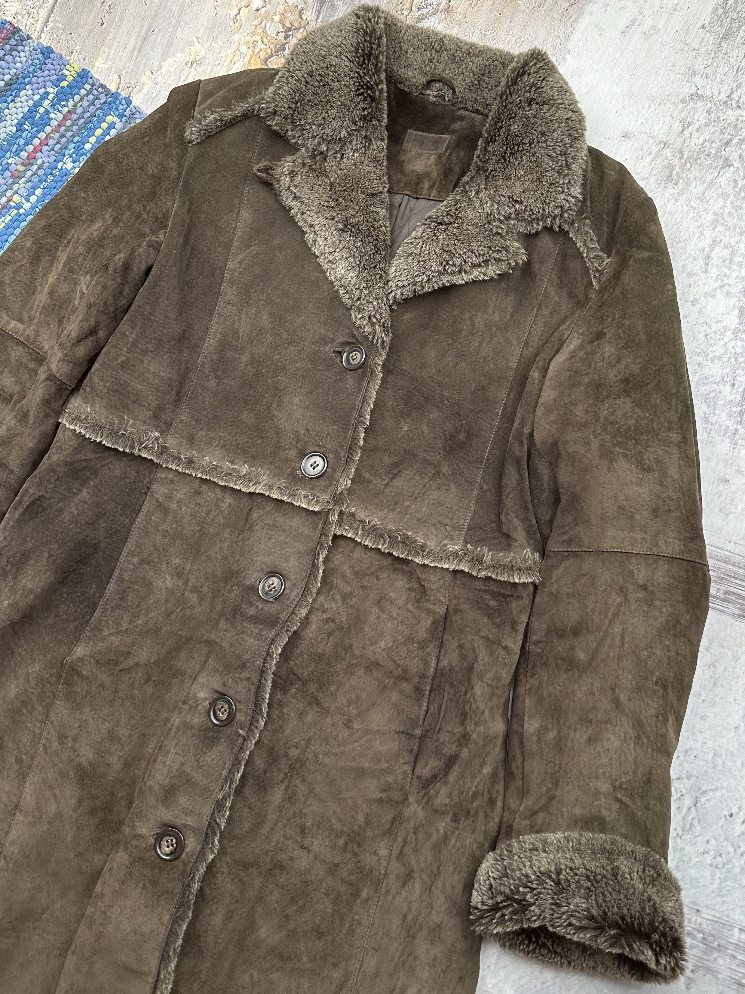 Japanese Brand Vintage Suede/Faux Sheepskin Coat A631D15(354) Size M / US 6-8 / IT 42-44 - 4 Thumbnail