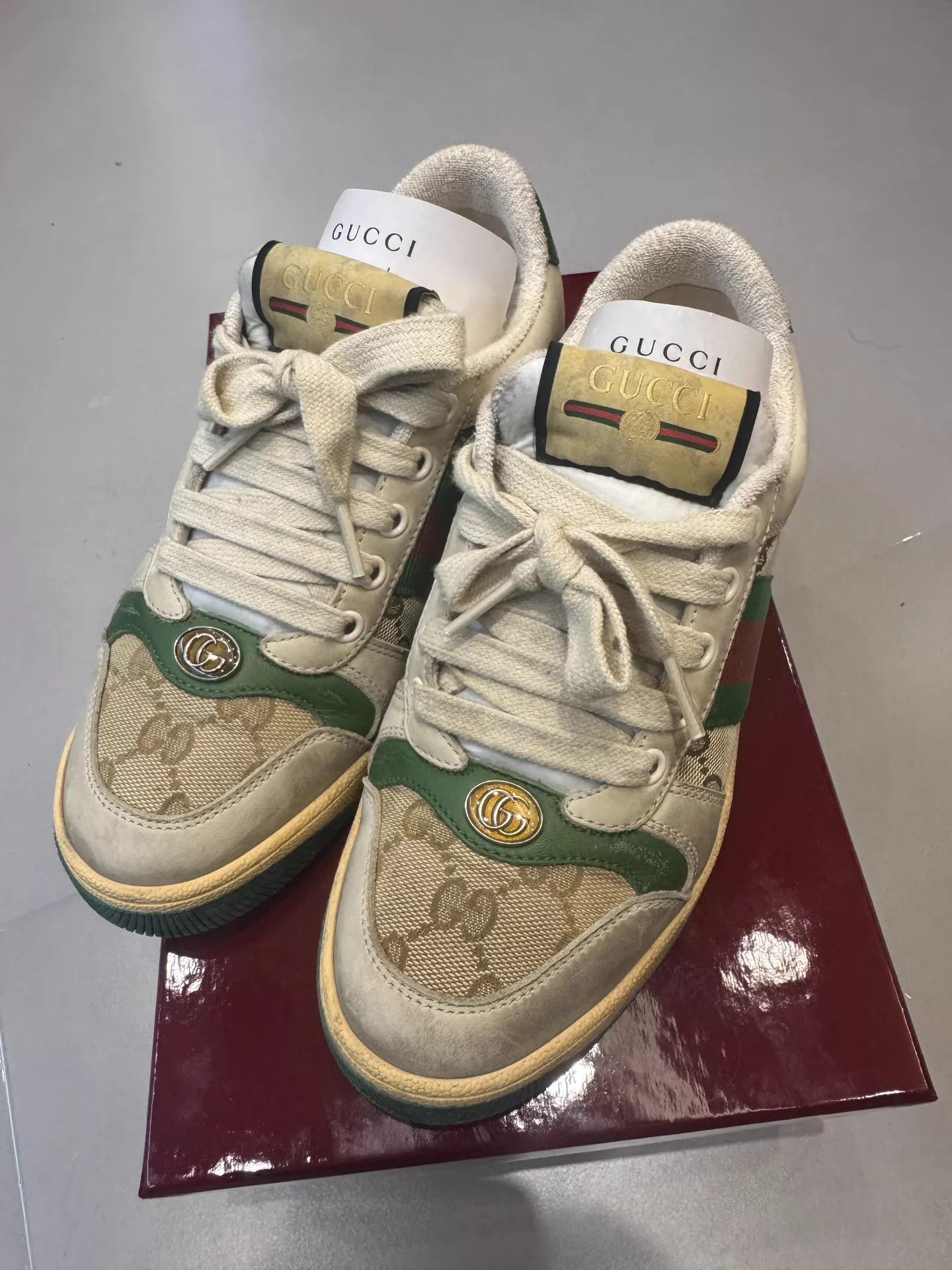 Gucci Gucci GG Distressed Green Red Stripe Sneaker Women's 36 EU Size US 5.5 / IT 35.5 - 2 Thumbnail