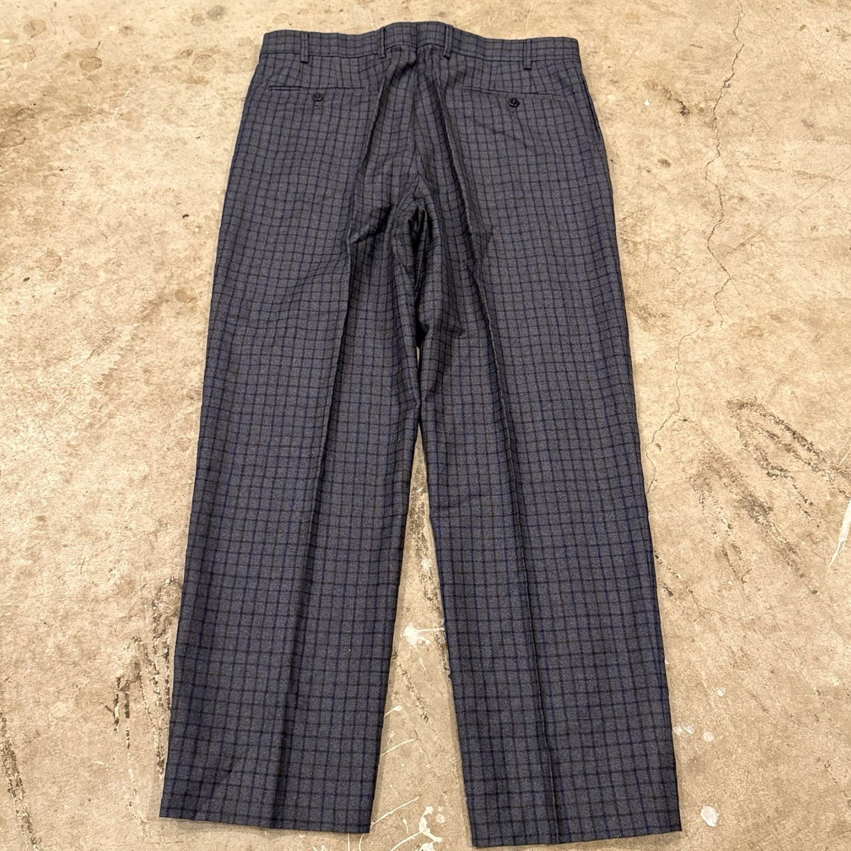 Zanella Zanella Pants Mens 36x29 Gray Plaid Devon Italy Wool Slacks Flat Front Office Size US 36 / EU 52 - 2 Thumbnail