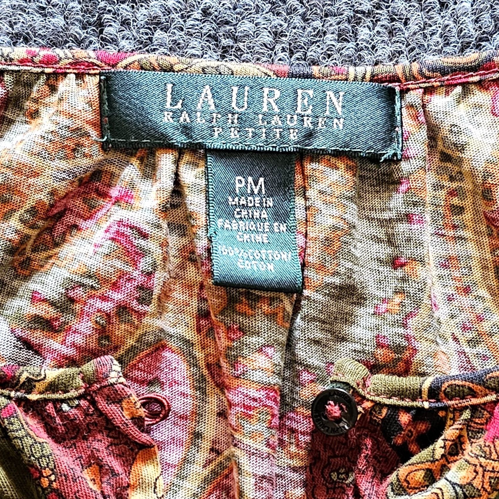 Ralph Lauren Lauren Ralph Lauren Top Petite Medium Red Paisley 3/4 Sleeve Blouse Womens Size M / US 6-8 / IT 42-44 - 3 Thumbnail