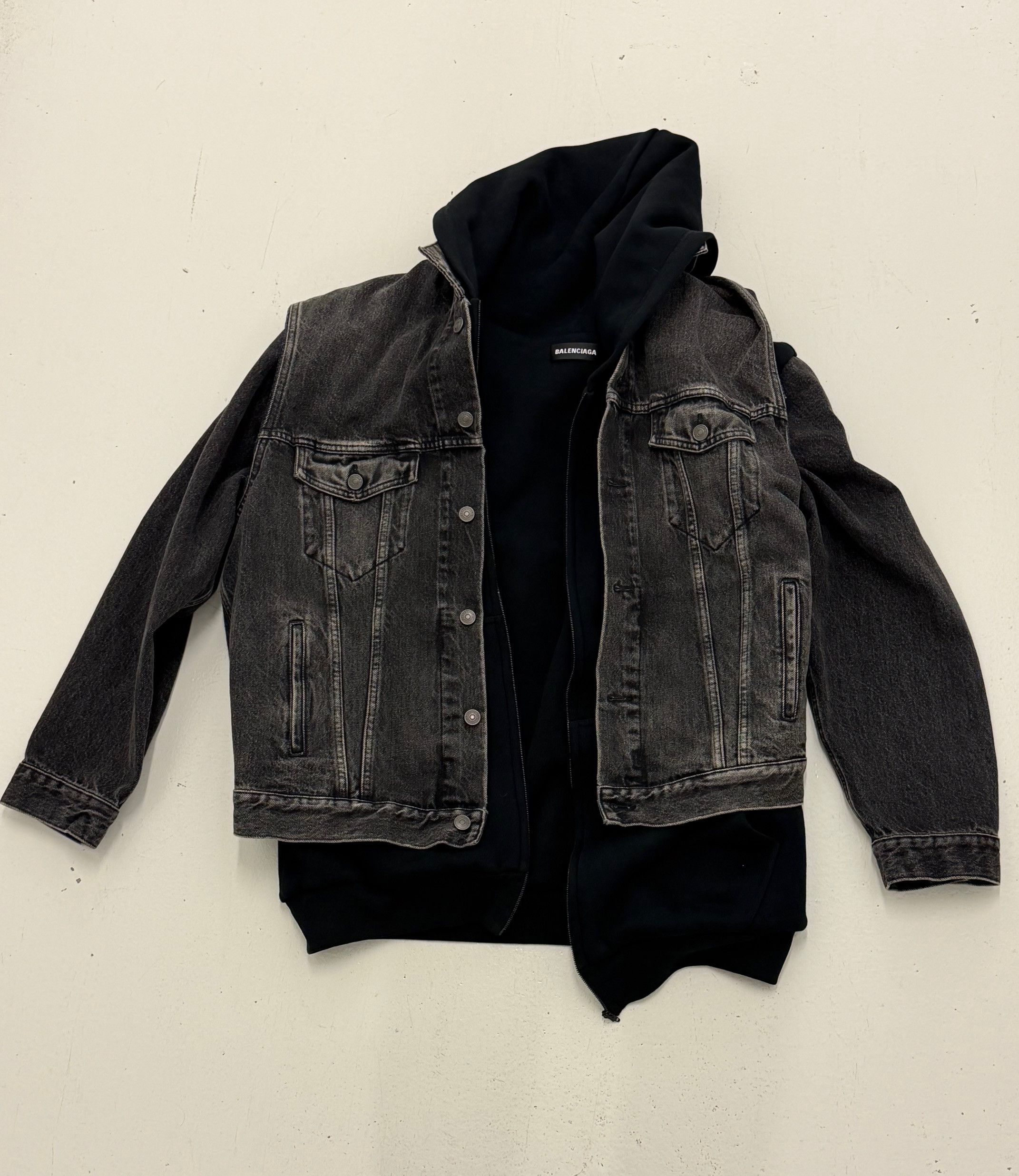 Balenciaga Early Demna 'Twinset' Convertible Denim Zip Up Hoodie Jacket Size US S / EU 44-46 / 1 - 1 Thumbnail