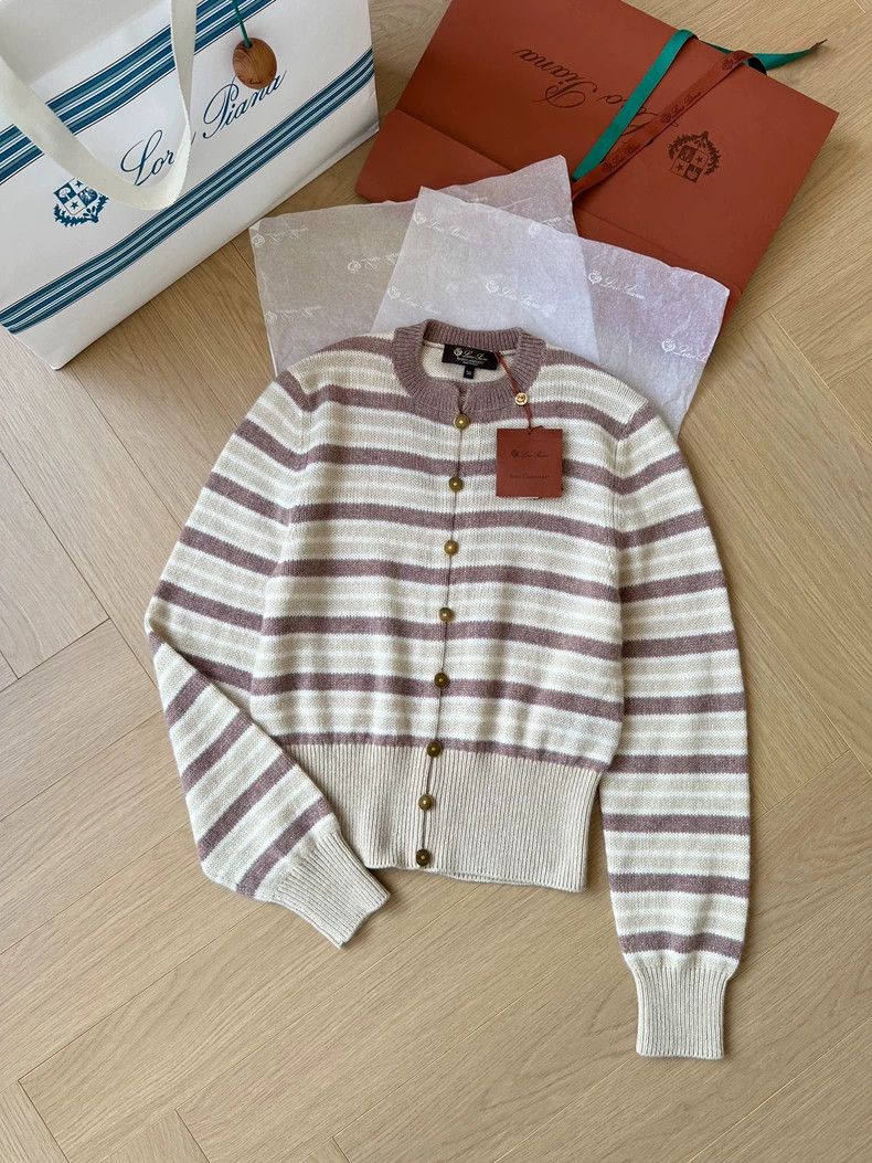 Loro Piana Loropiana Fobello Striped Cashmere Cardigan Size US M / EU 48-50 / 2 - 1 Thumbnail