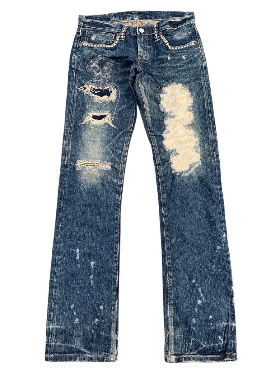 Tornado Mart RARE EDWIN STUDDED PUNK JAPANESE DISTRESSED DENIM Size US 31 - 1 Thumbnail