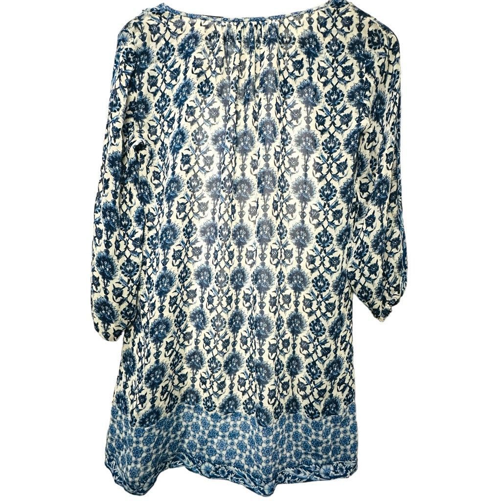 Joie JOIE Demko Blue White Abstract Floral Silk Boho Fully Lined Size XS / US 0-2 / IT 36-38 - 2 Thumbnail