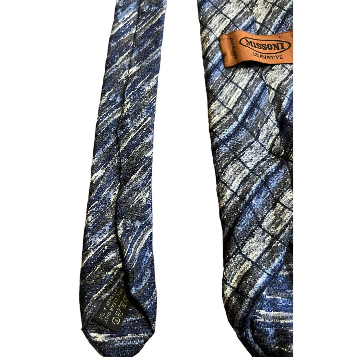 Missoni Missoni blue and gray geometric shapes silk tie Size ONE SIZE - 6 Thumbnail