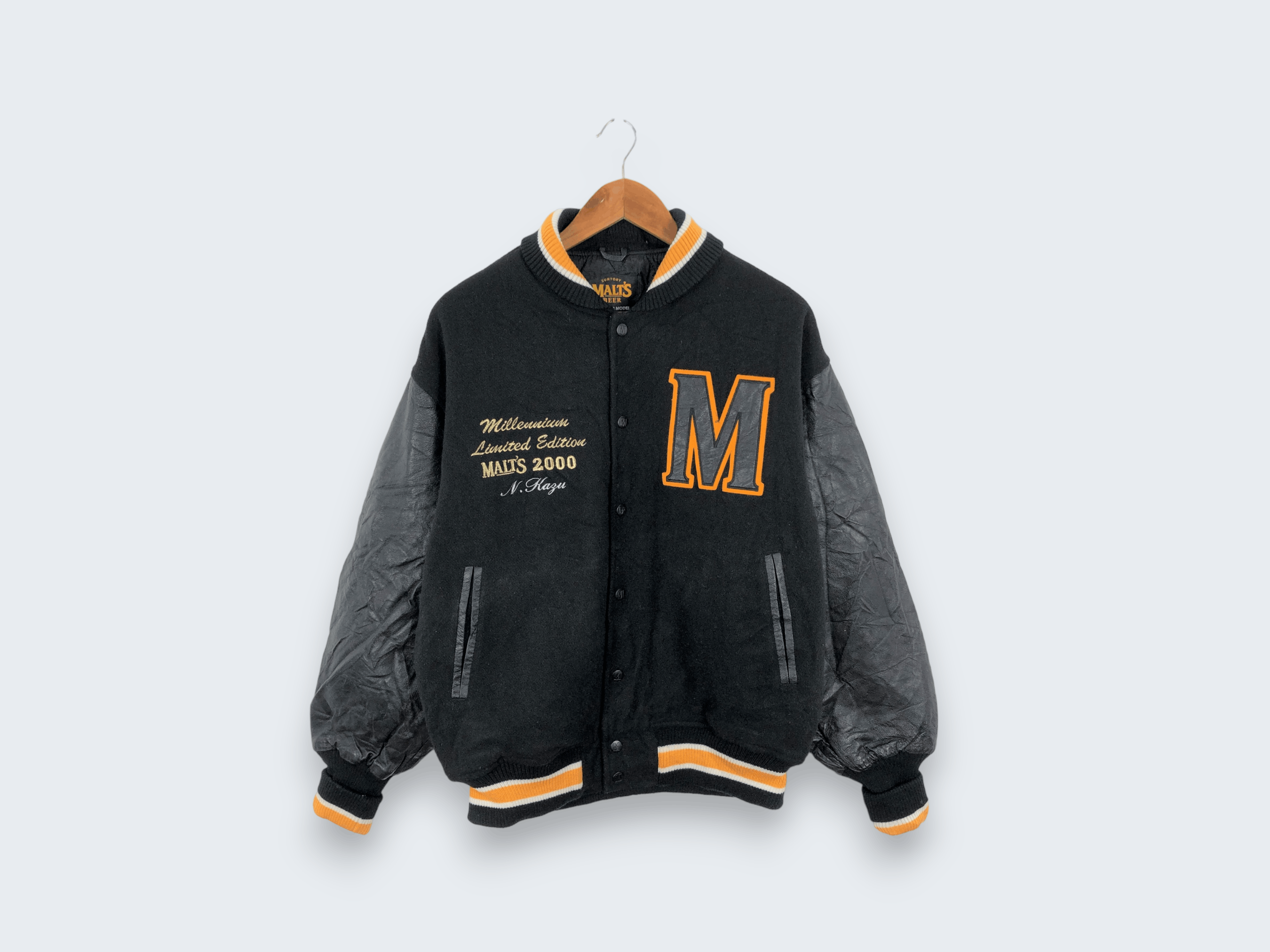 Japanese Brand × Vintage Vintage Malts Varsity Jacket Leather Sleeve Size US L / EU 52-54 / 3 - 1 Thumbnail
