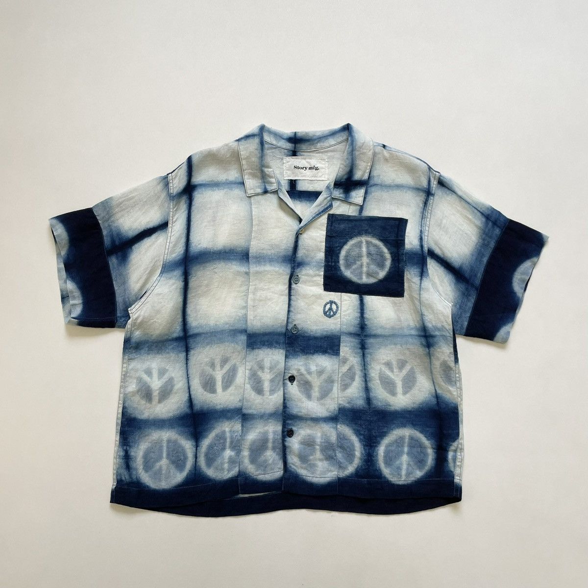 Story Mfg. Blue/White ‘Peace Tie Dye’ Print Shirt Size US M / EU 48-50 / 2 - 1 Thumbnail
