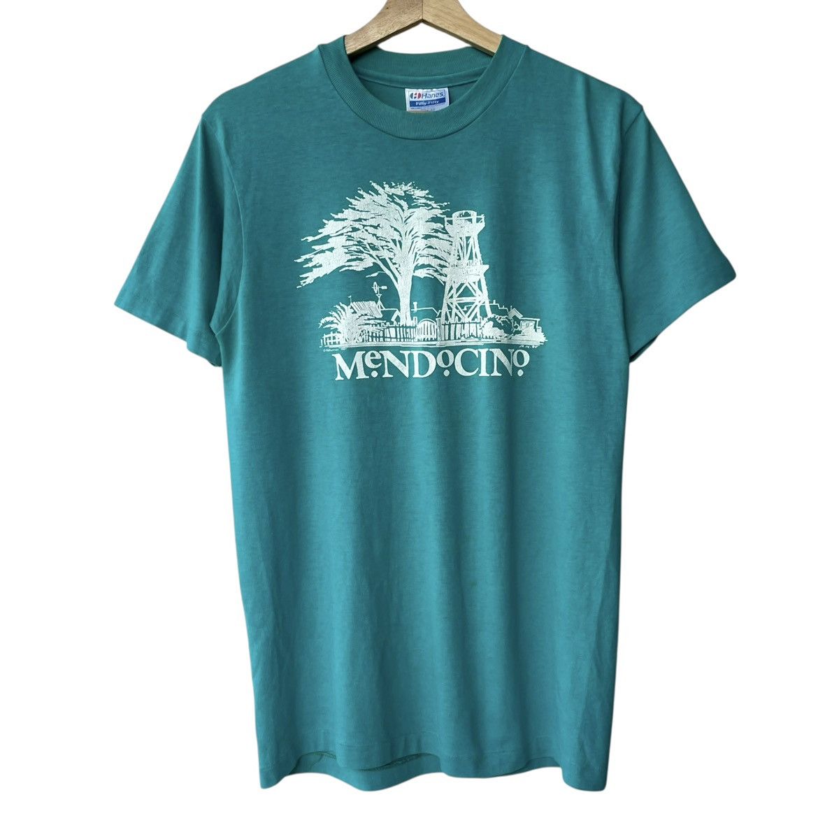 Hanes Mendocino California Vintage 1980s Art Graphic Tee Size US M / EU 48-50 / 2 - 1 Thumbnail