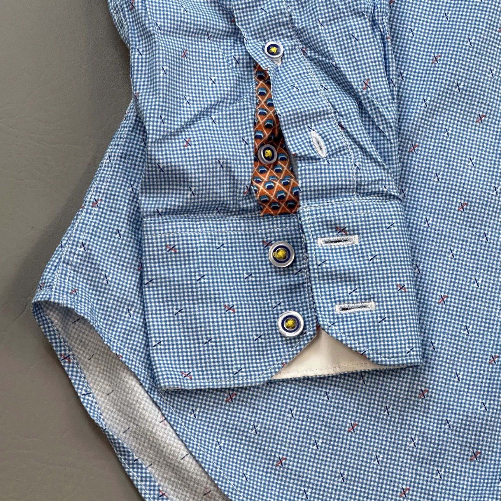 Robert Graham Robert Graham Shirt Mens Medium Blue Check Tailored Fit Long Sleeve Flip Cuff Size US M / EU 48-50 / 2 - 4 Thumbnail