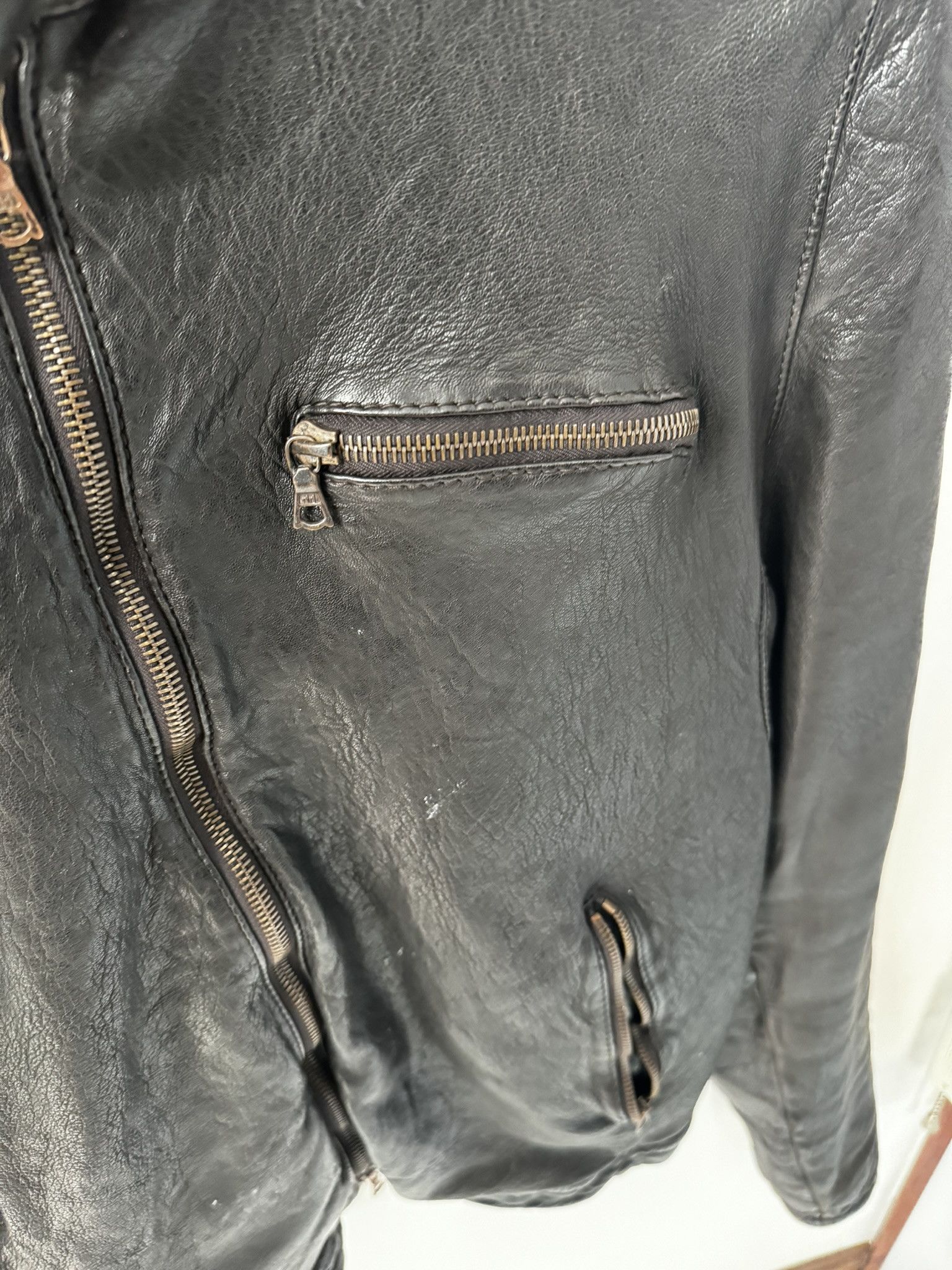 Drome DROME BROWN/SLATE Lambskin Racer Jacket sz. L (fits Medium) Size US M / EU 48-50 / 2 - 4 Thumbnail