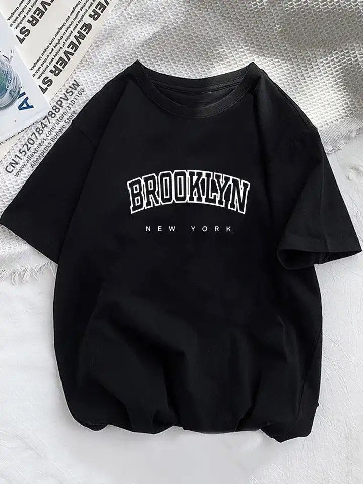 Designer × Other Women Brooklyn Letter Print T Shirt Girl Graphic Streewear Size L / US 10 / IT 46 - 1 Thumbnail