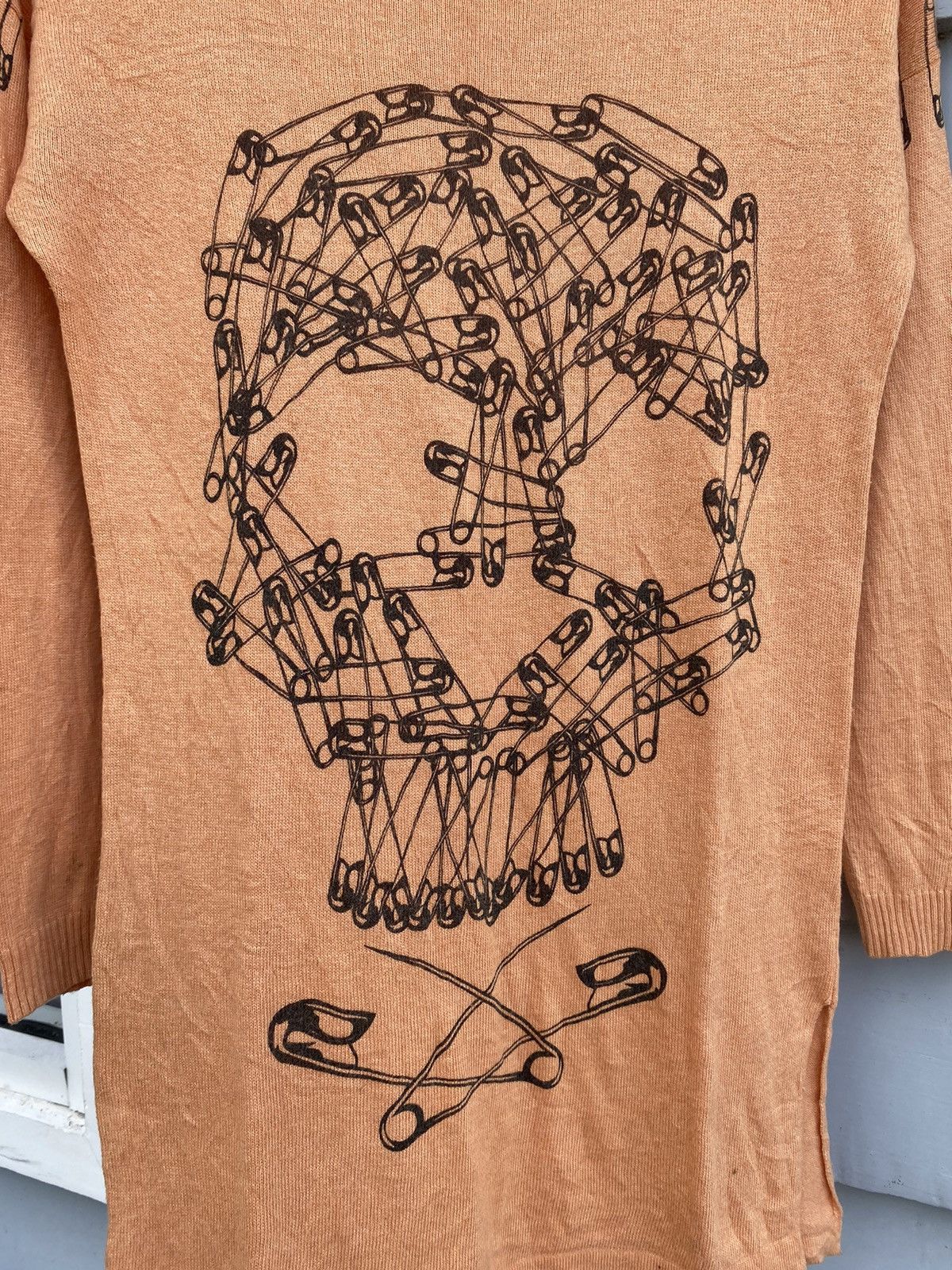 Japanese Brand Punk Revival Aesthetic Safety Pin Skull Knit Distressed Top Size ONE SIZE - 7 Thumbnail