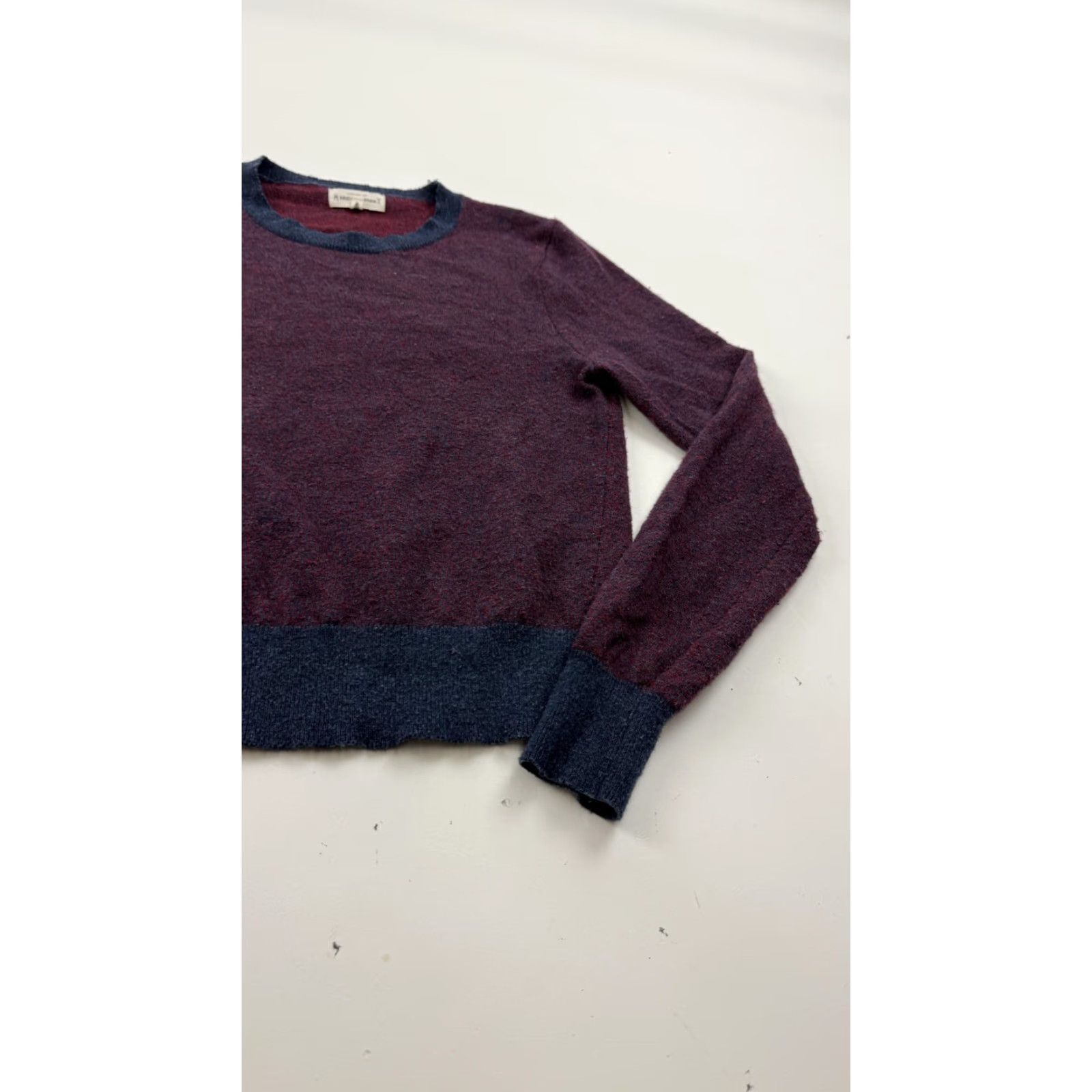 Vintage Bridge & Burn Sweater Women Small Heathered Purple Navy Crew Neck Knit Pullover Womens Size S / US 4 / IT 40 - 4 Thumbnail