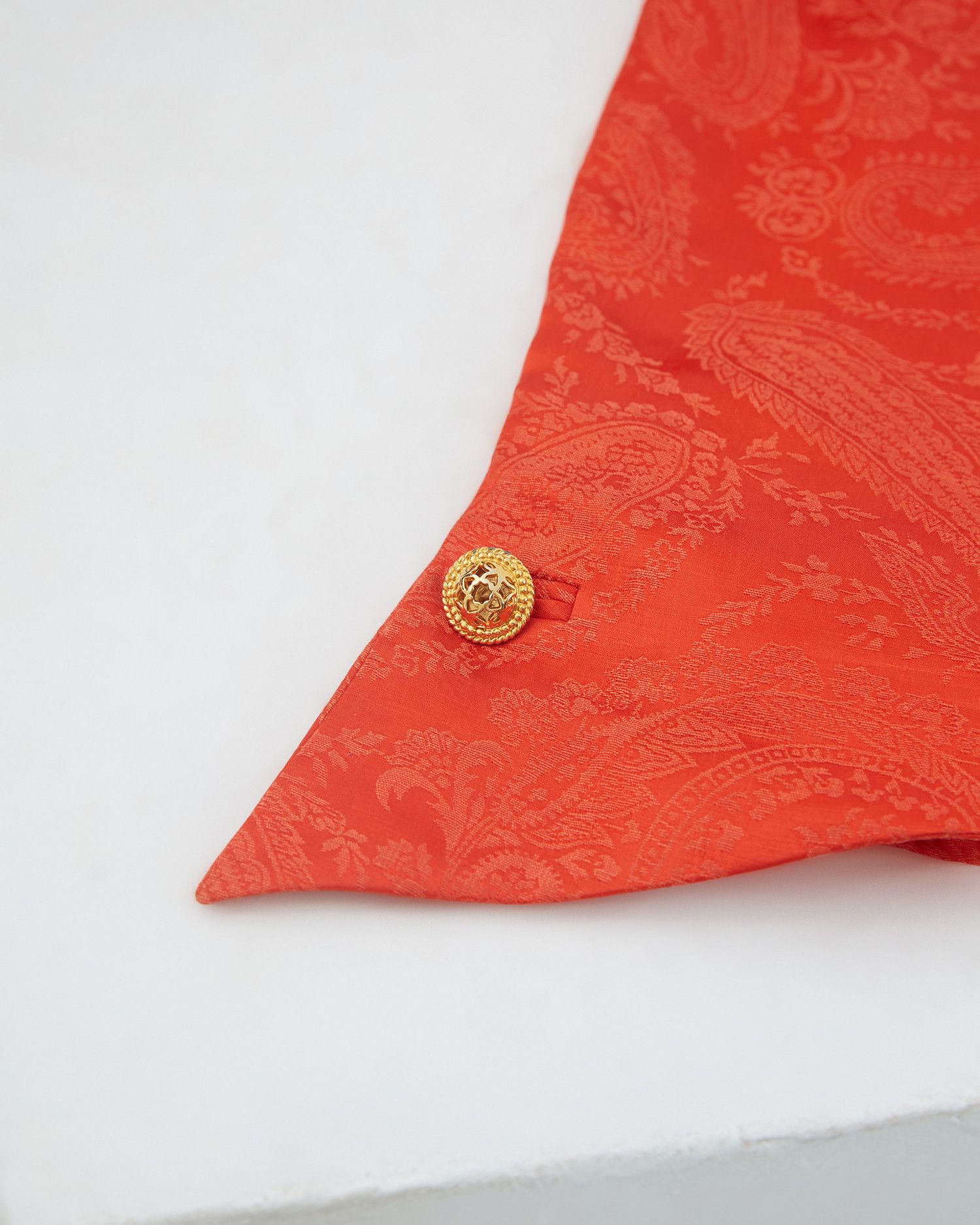 Versace S/S 1991 Orange silk paisley print blazer and skirt set Size M / US 6-8 / IT 42-44 - 12 Thumbnail