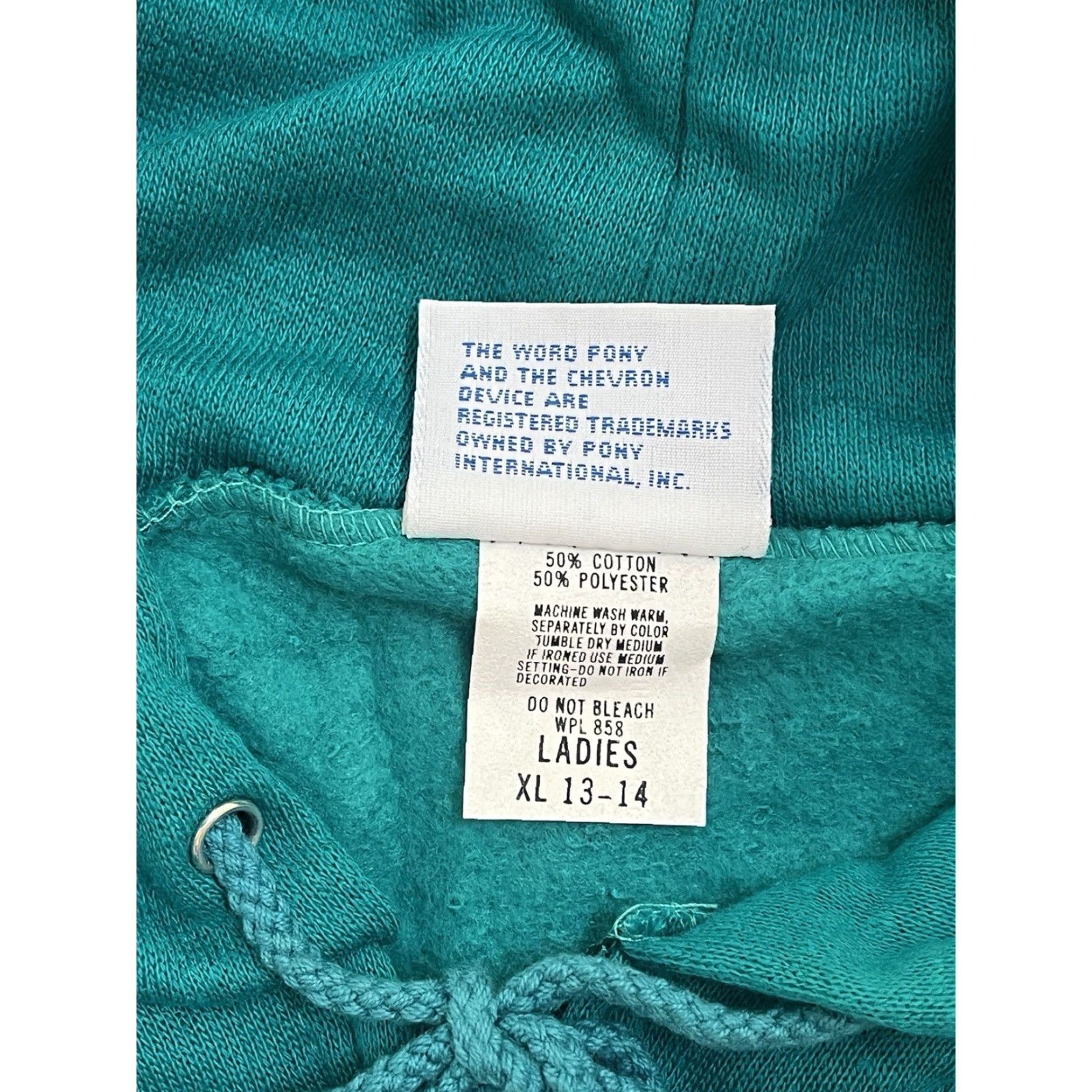PONY VINTAGE PONY Hoodie Vest Sweatshirt Zip Blue 80s NWT XL Womens Deadstock Ch evron Logo Pocketed Hooded Mature? Size XL / US 12-14 / IT 48-50 - 6 Thumbnail