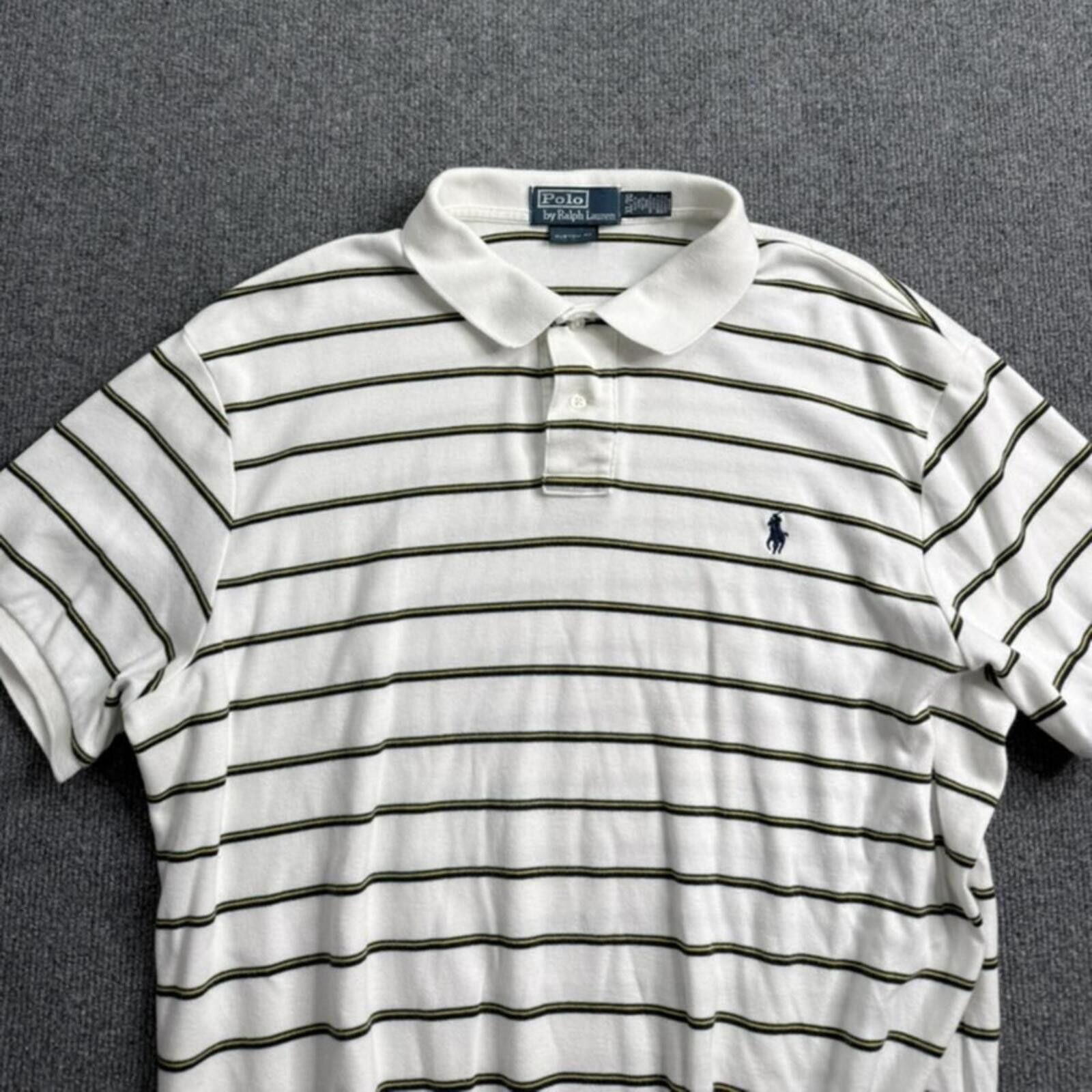 Polo Ralph Lauren Vintage 90s Polo Ralph Lauren Striped Polo Shirt White XL Size US XL / EU 56 / 4 - 4 Thumbnail