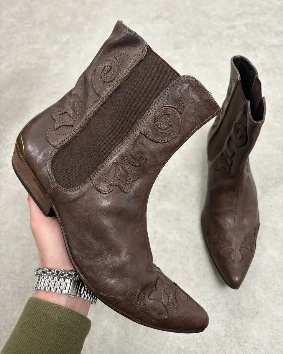 Just Cavalli 2010s Cavalli Brown Western Royal Leather Boots Size US 9 / EU 42 - 1 Thumbnail