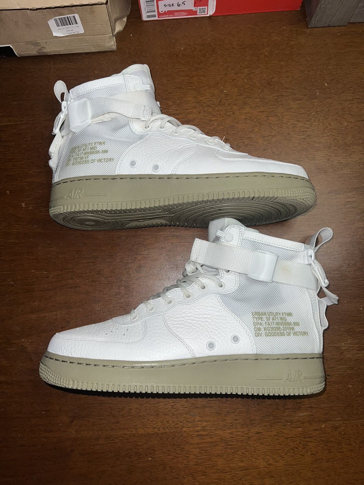 image of Nike Sf Air Force 1 Mid Olive Ivory Size 9.5 Shoes in White, Men's