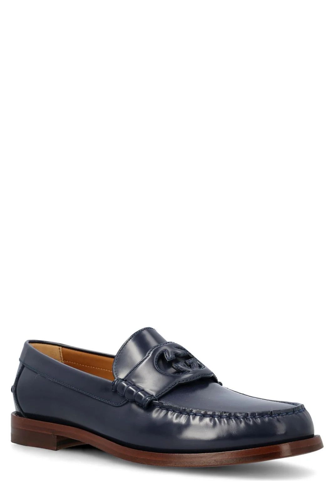 image of Gucci Interlocking G Detail Loafers In Navy, Men's (Size 12)