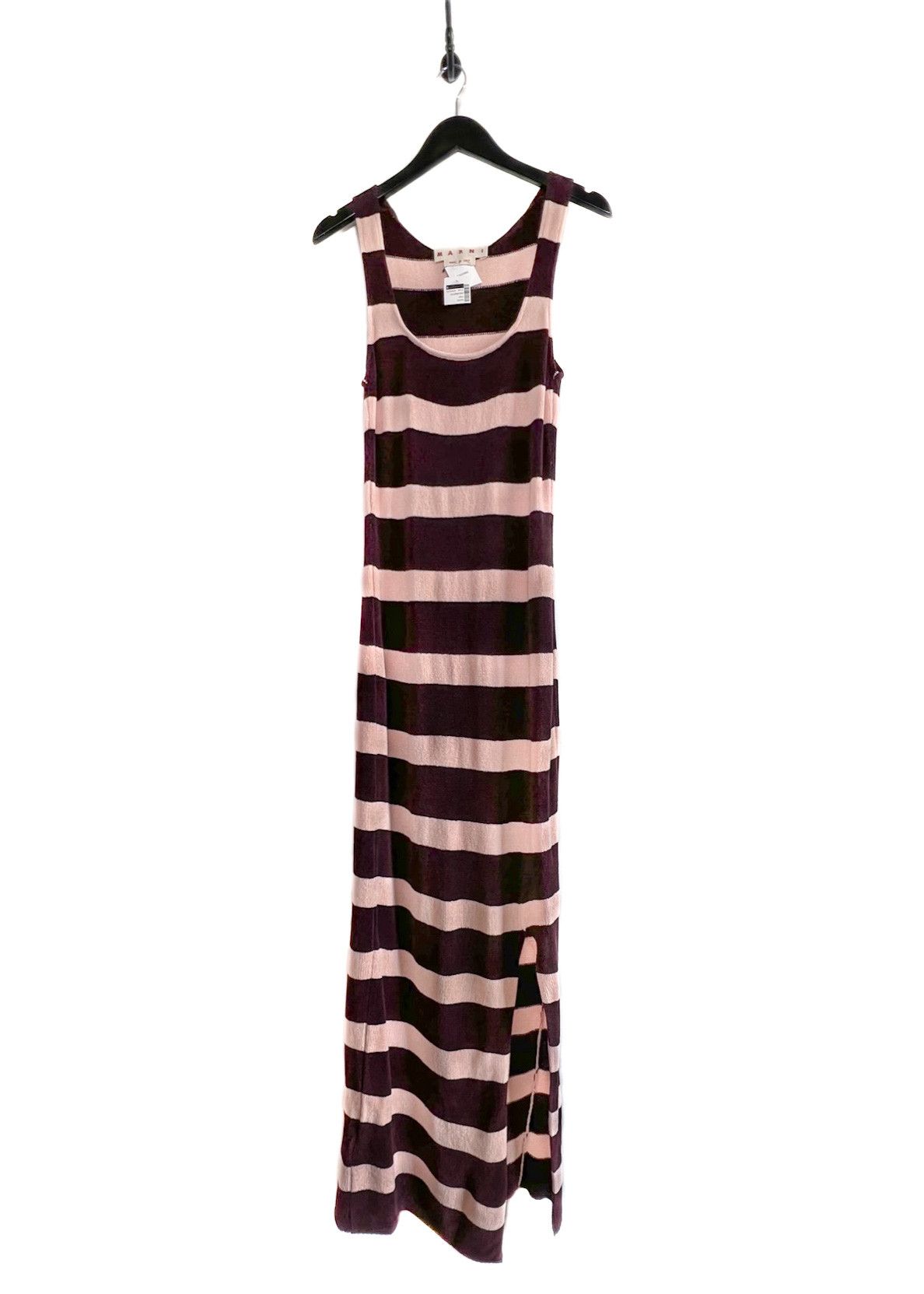 Marni Marni Pink Burgundy Striped Chenille Knit Slit Midi Dress Size M / US 6-8 / IT 42-44 - 1 Thumbnail