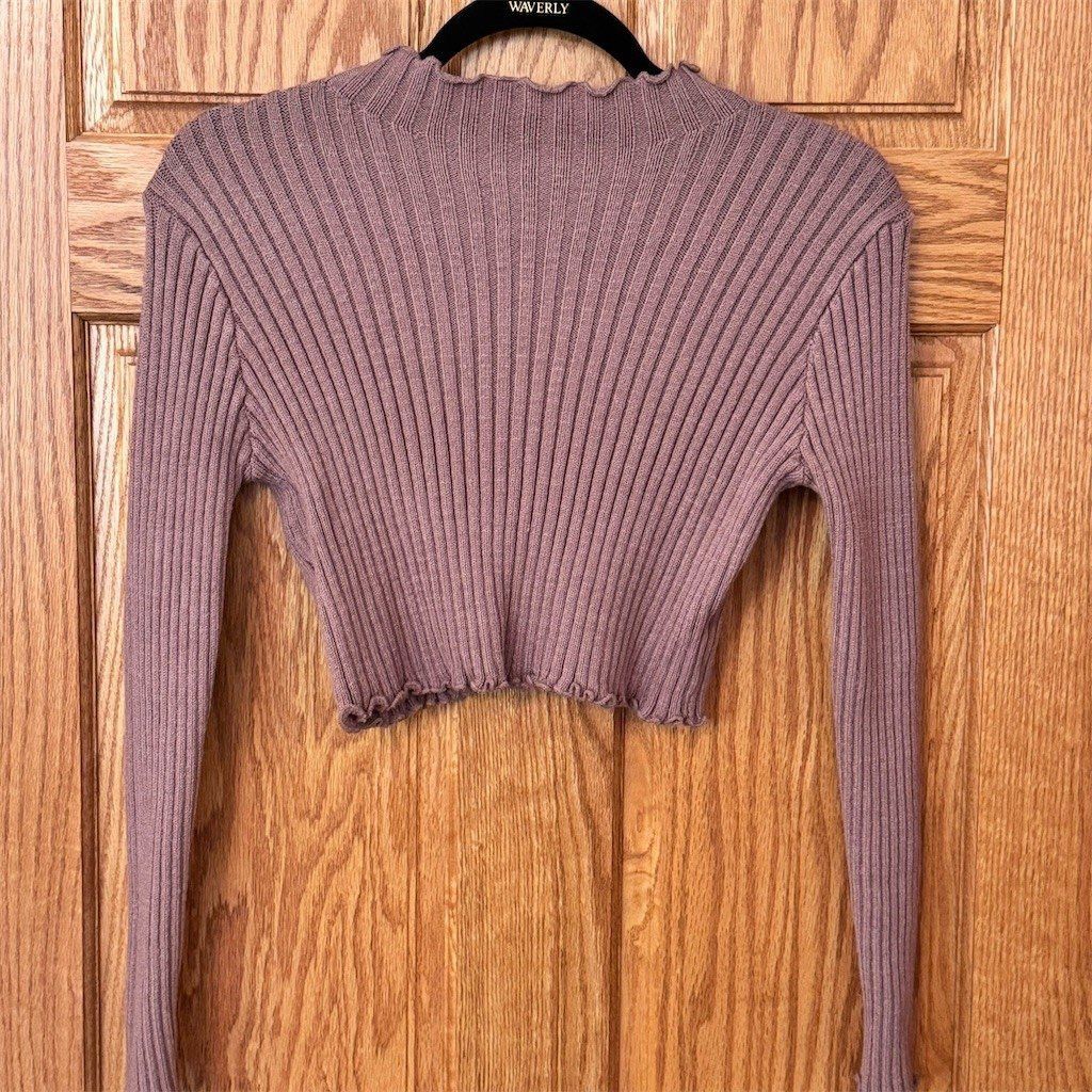 Shein SHEIN Sweater Womens Size M Taupe Brown Ribbed Cropped Mock Size M / US 6-8 / IT 42-44 - 1 Thumbnail