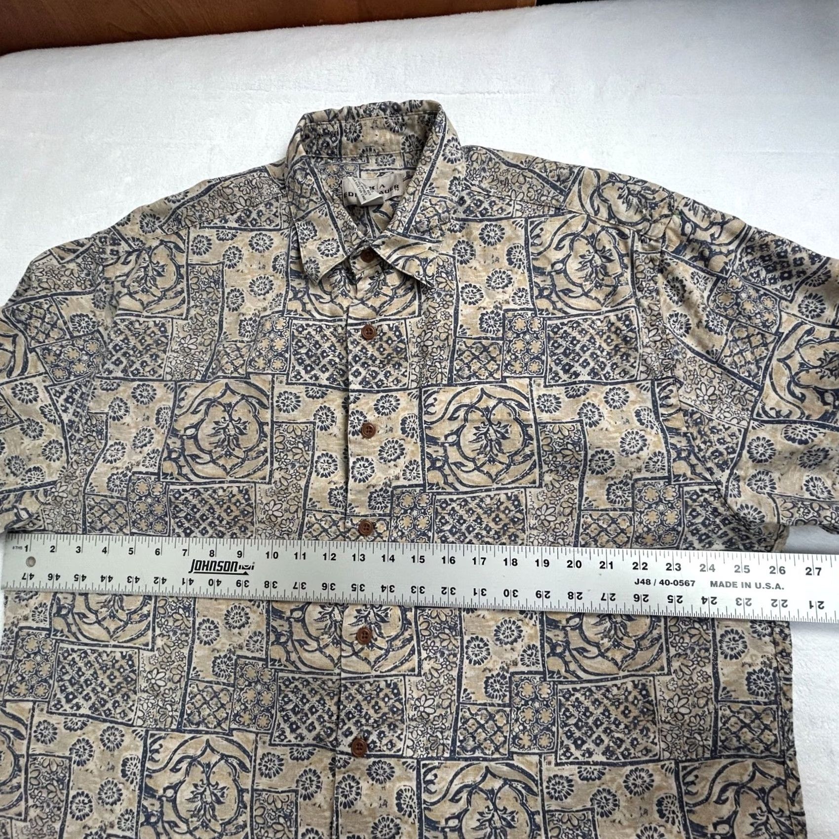 Eddie Bauer Eddie Bauer Button-Up Shirt Short Sleeve Floral Linen Hawaiian Large Mens Blue 52in Chest Size US L / EU 52-54 / 3 - 7 Thumbnail