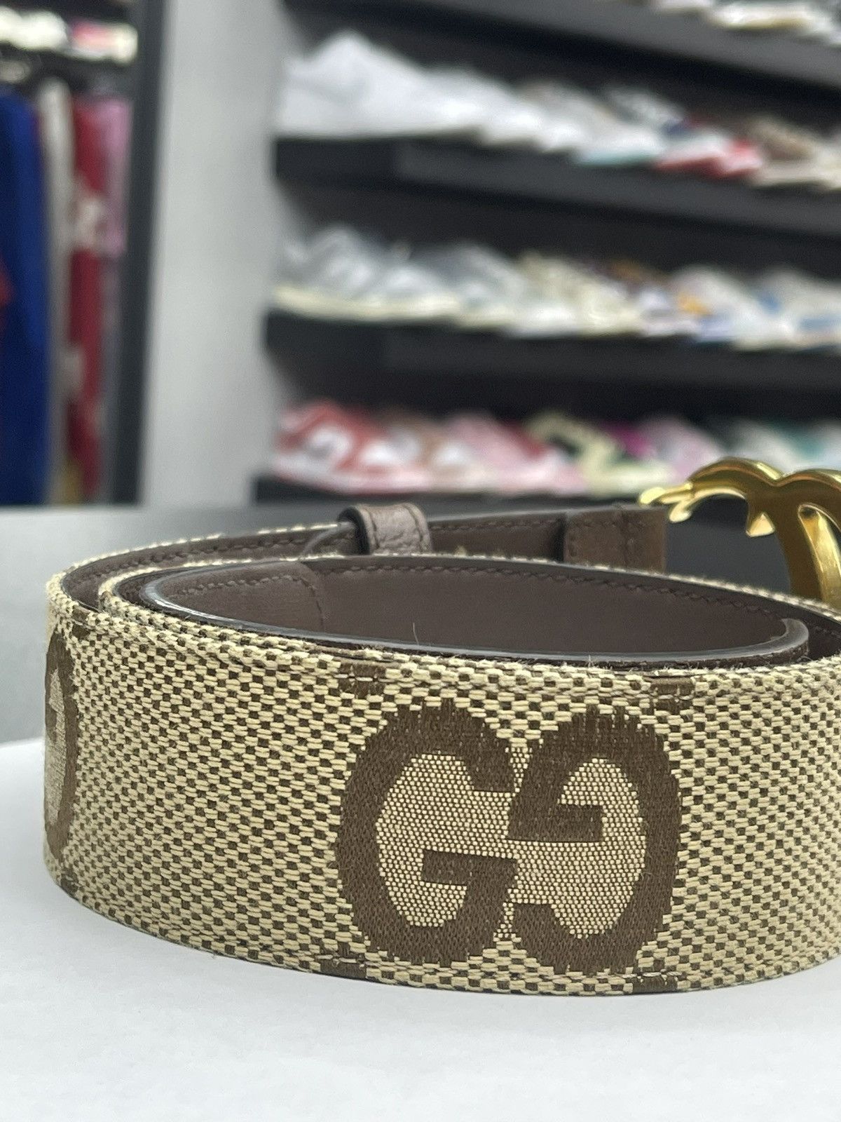 Gucci Size 36/90 - Gucci Monogram GG Textured Calfskin Double G Size 36 - 6 Thumbnail