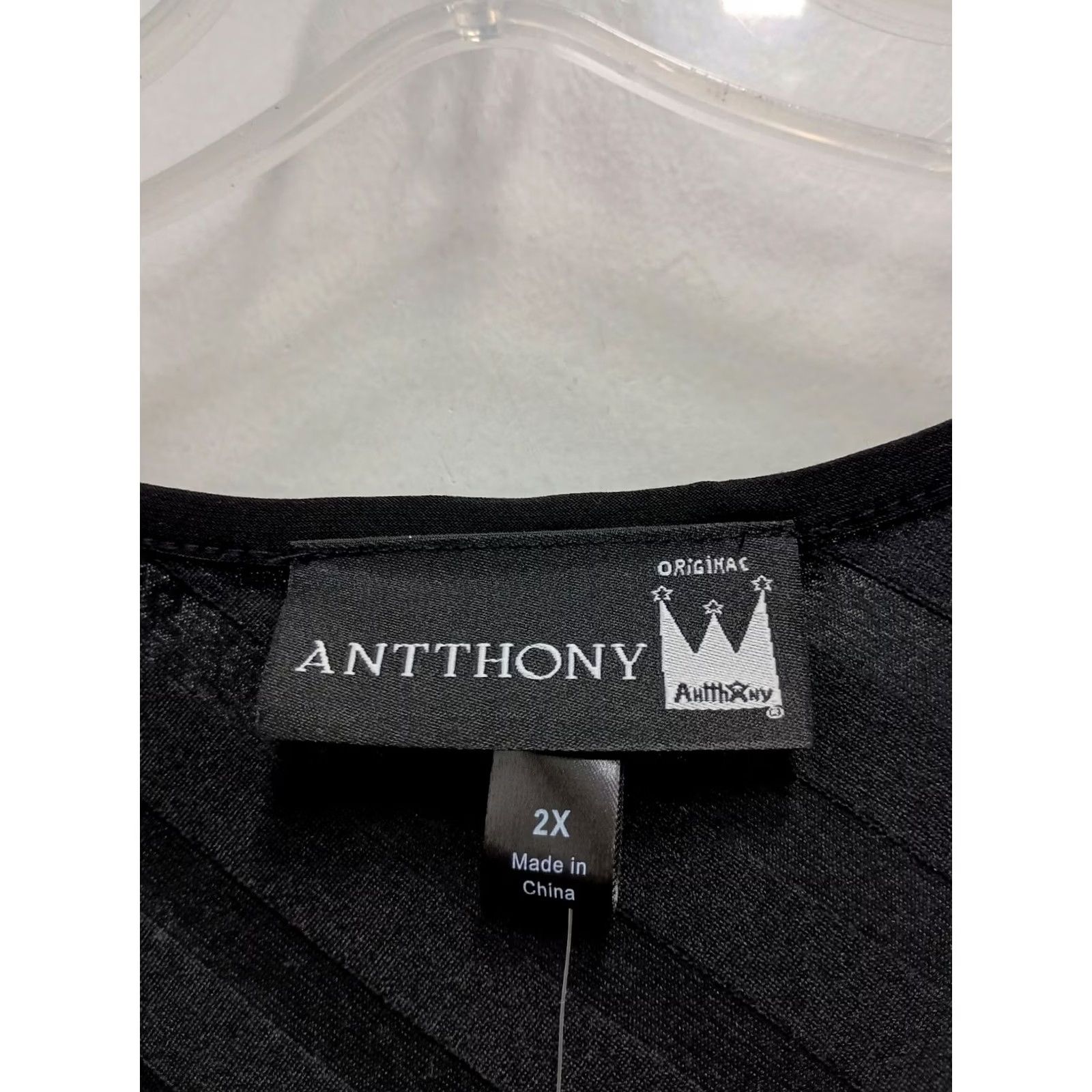 Vintage Antthony Tunic Top Womens 1X Black Ruffle Sequined Whimsygoth Holiday NWT Blouse Long Sleeve Pullover Knit Polyester Spandex Casual Sleeve Ladies Glam Size XL / US 12-14 / IT 48-50 - 3 Thumbnail