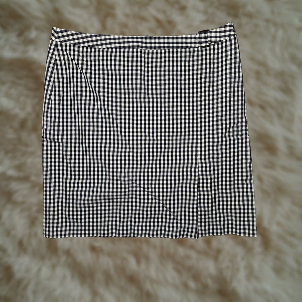 Brooks Brothers VINTAGE Brooks Brothers Skirt Womens 16 Blue Gingham Knee Length Buckle Pleat Pencil Women 90s City Preppy Mens? Size 38" / US 16 / IT 52 - 1 Thumbnail