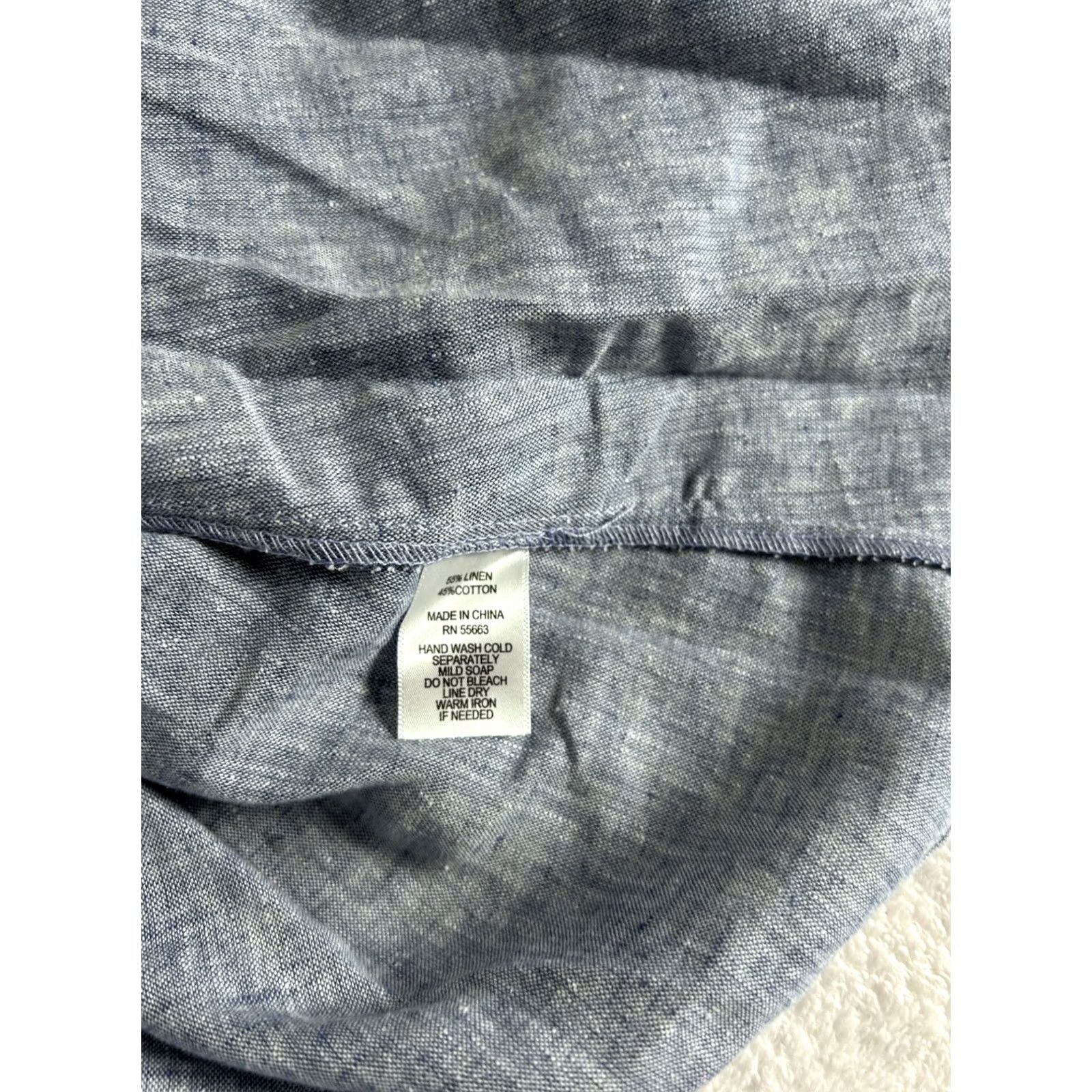 Jones New York Jones New York Womens Blue Linen Blend Tunic Top 1X Casual 3/4 Sleeve Button Detail White Round Neck Adult Plus Blues Size XL / US 12-14 / IT 48-50 - 4 Thumbnail