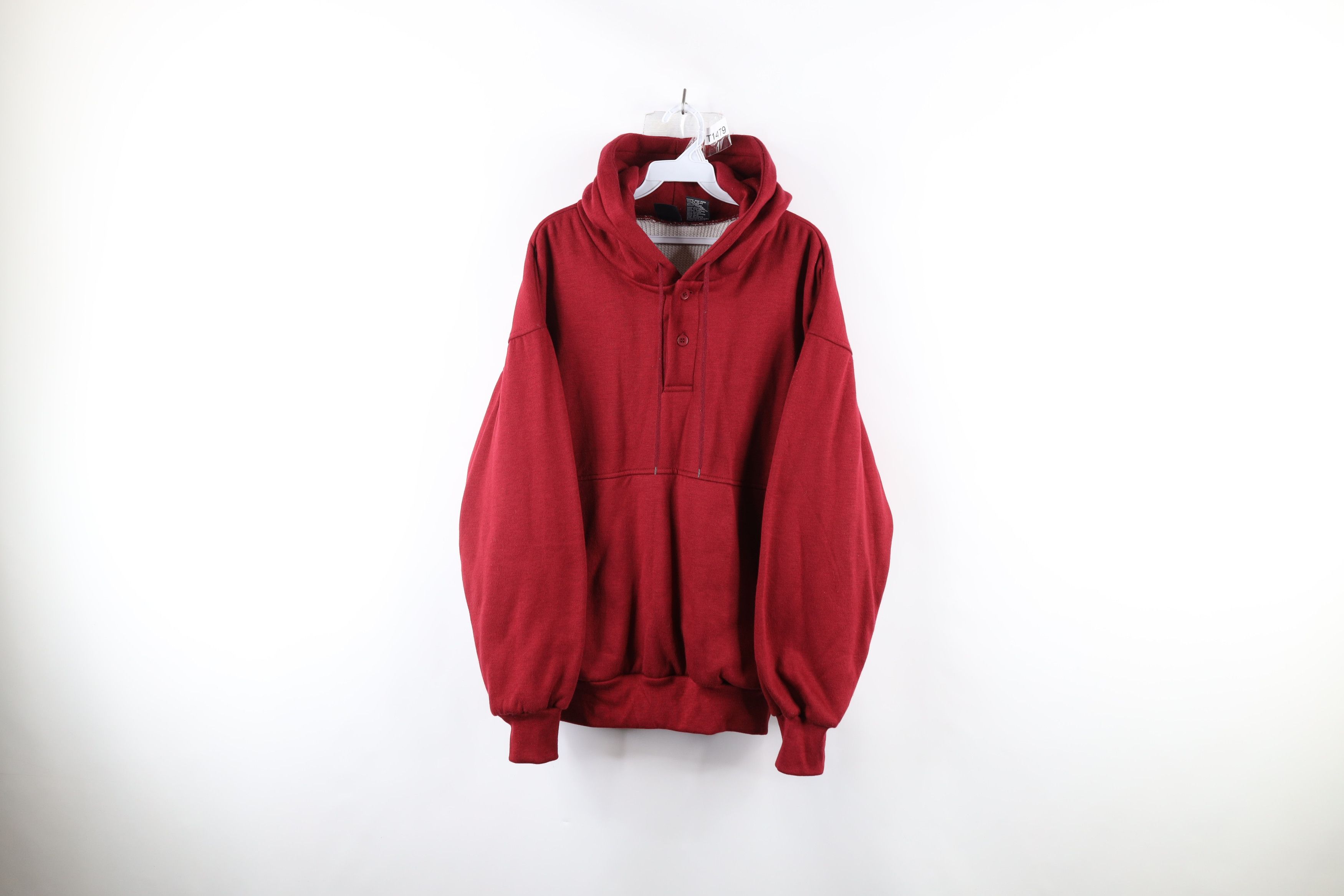 Vintage Vintage 90s Streetwear Knit Lined Heavyweight Hoodie Red Size US L / EU 52-54 / 3 - 1 Thumbnail